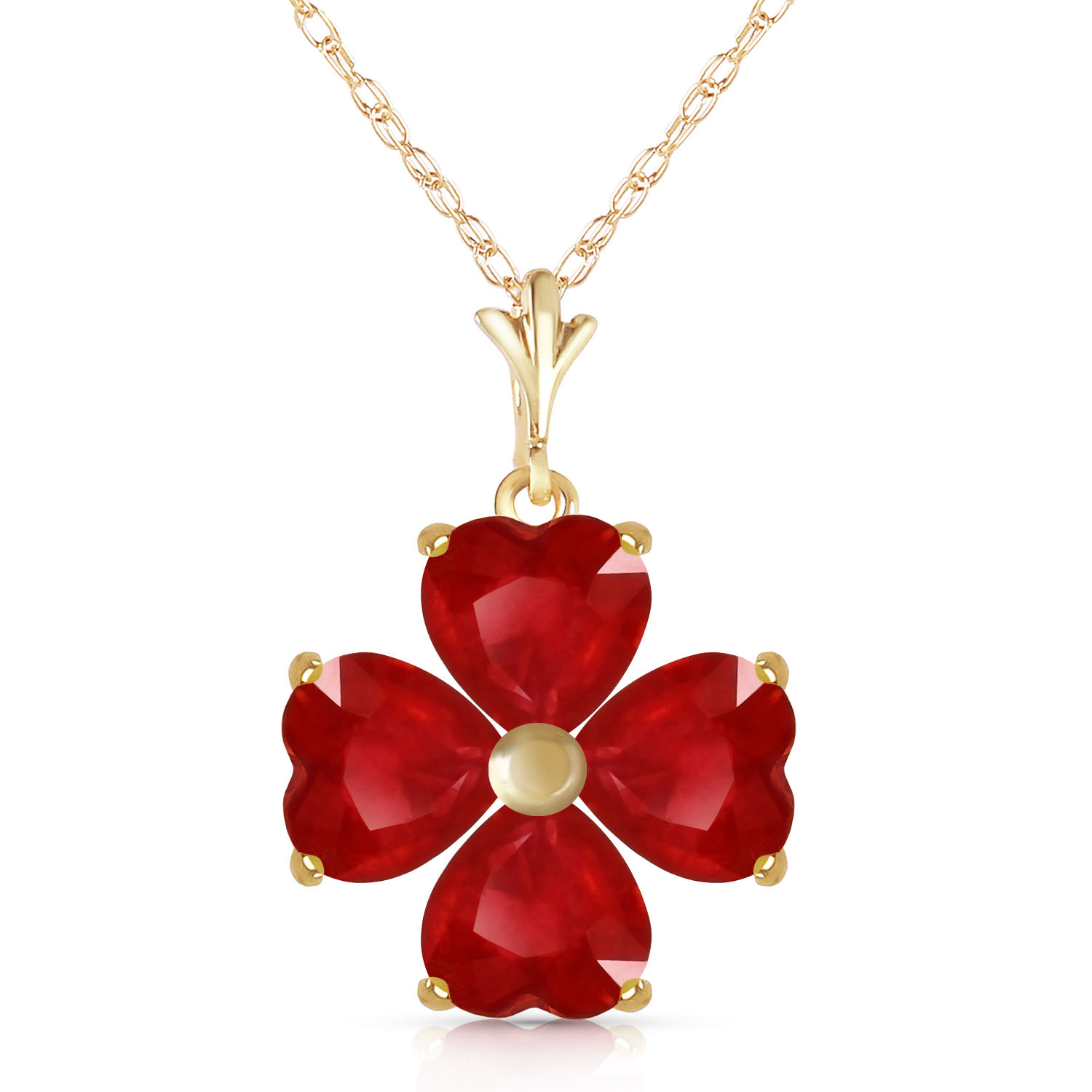 3.6 CTW 14K Solid Gold Consolation Ruby Necklace