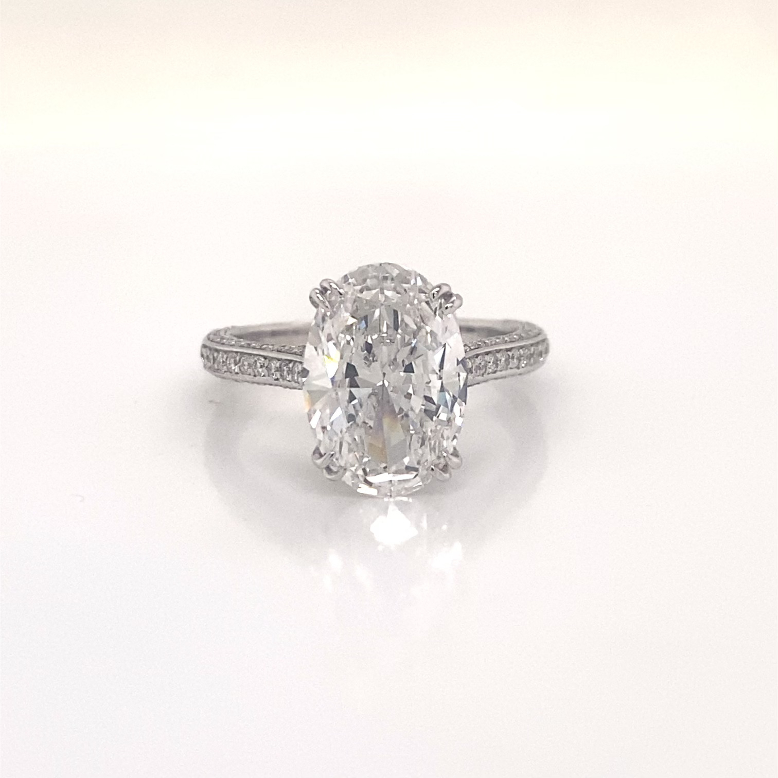 4 Carat Oval Cut Lab Grown Diamond Engagement Ring IGI Certified