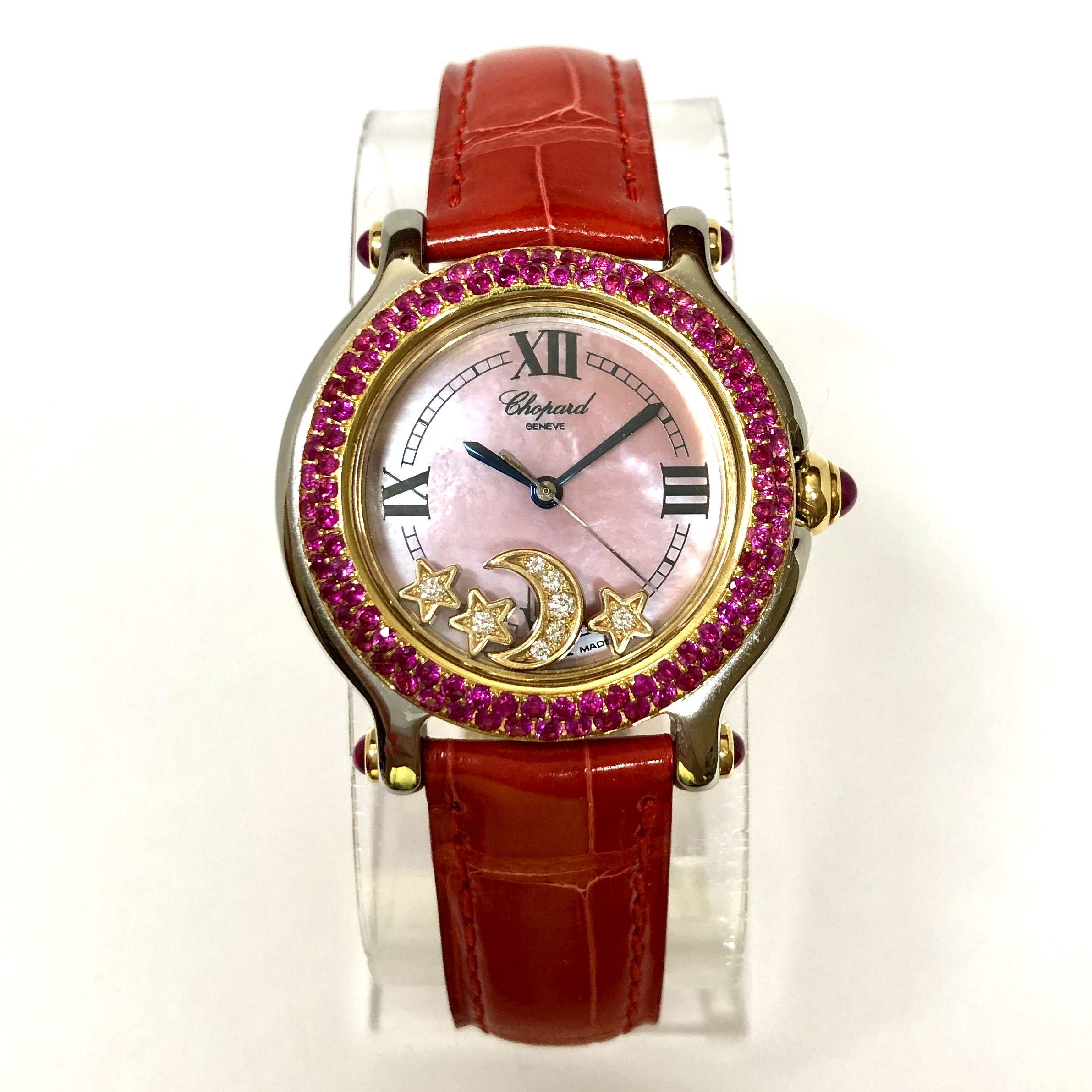 CHOPARD HAPPY SPORT   DIAMONDS & Red RUBIES Watch