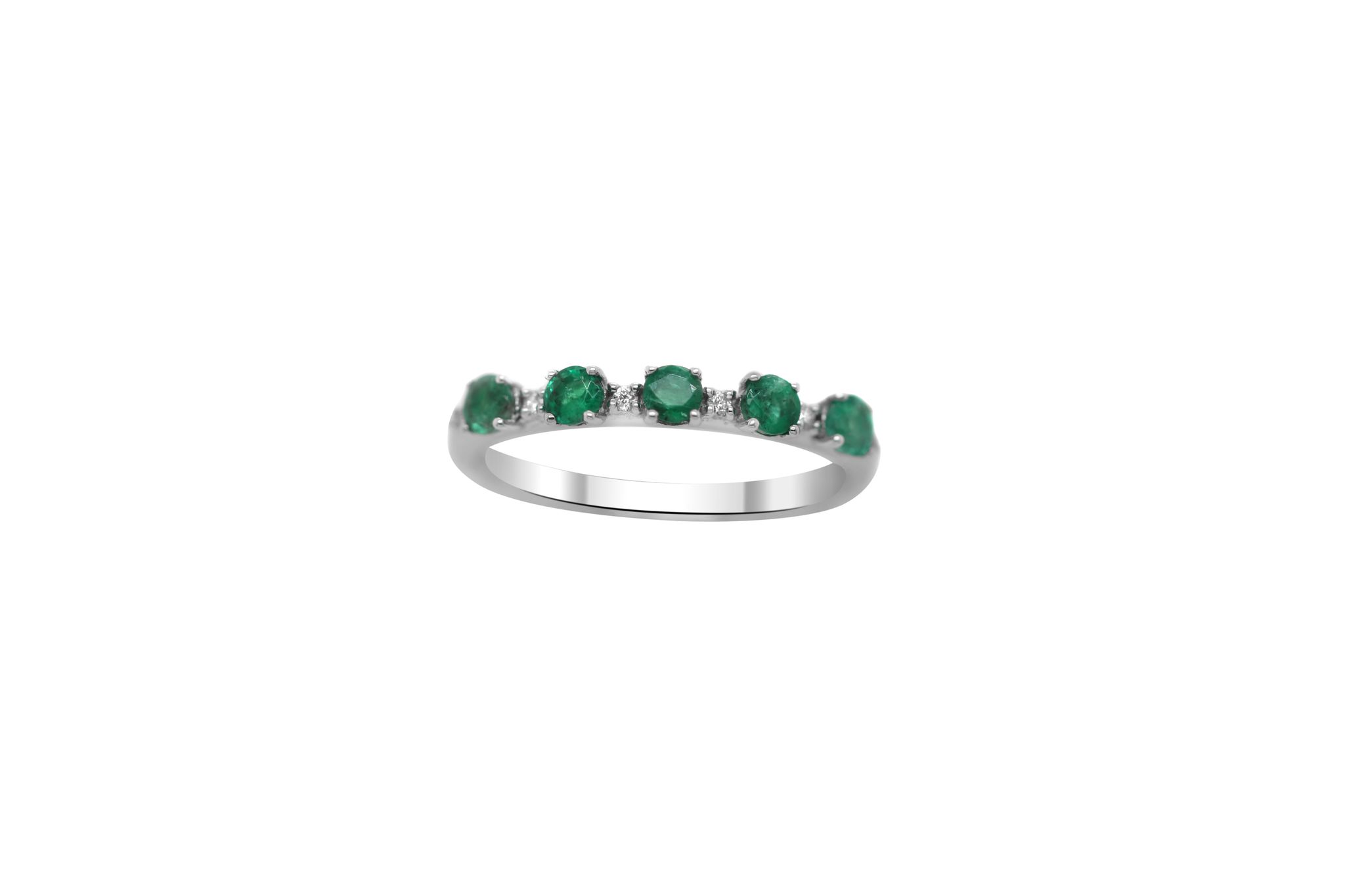 18k White Gold Emerald and Diamond Ring