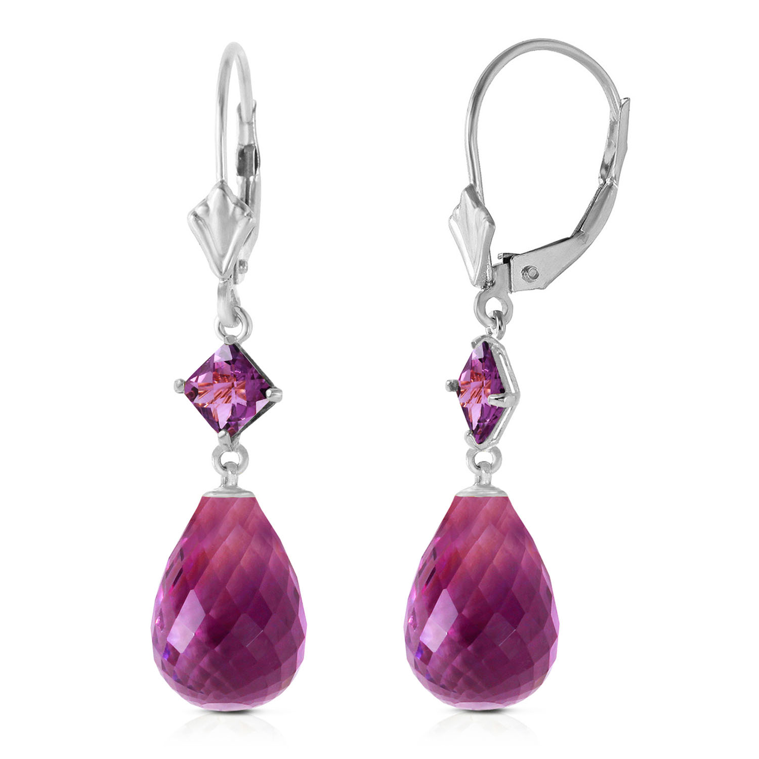 11 CTW 14K Solid White Gold Innovations Amethyst Diamond Earrings