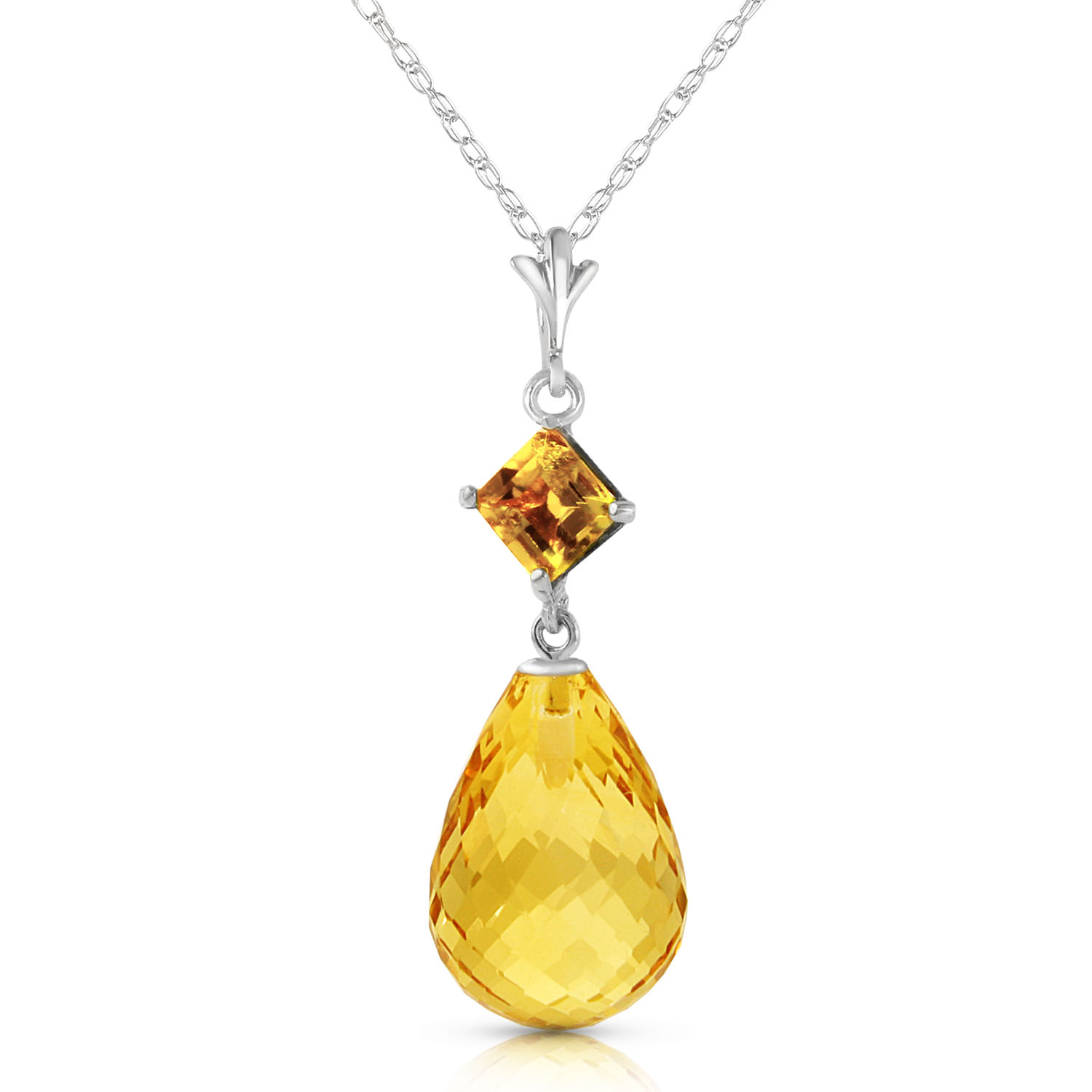 5.5 CTW 14K Solid White Gold Calm After Storm Citrine Necklace