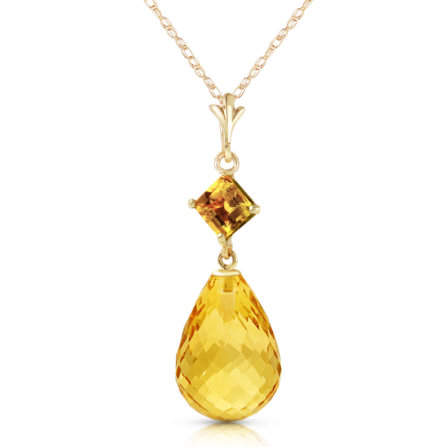 5.5 CTW 14K Solid Gold Admit One Citrine Necklace