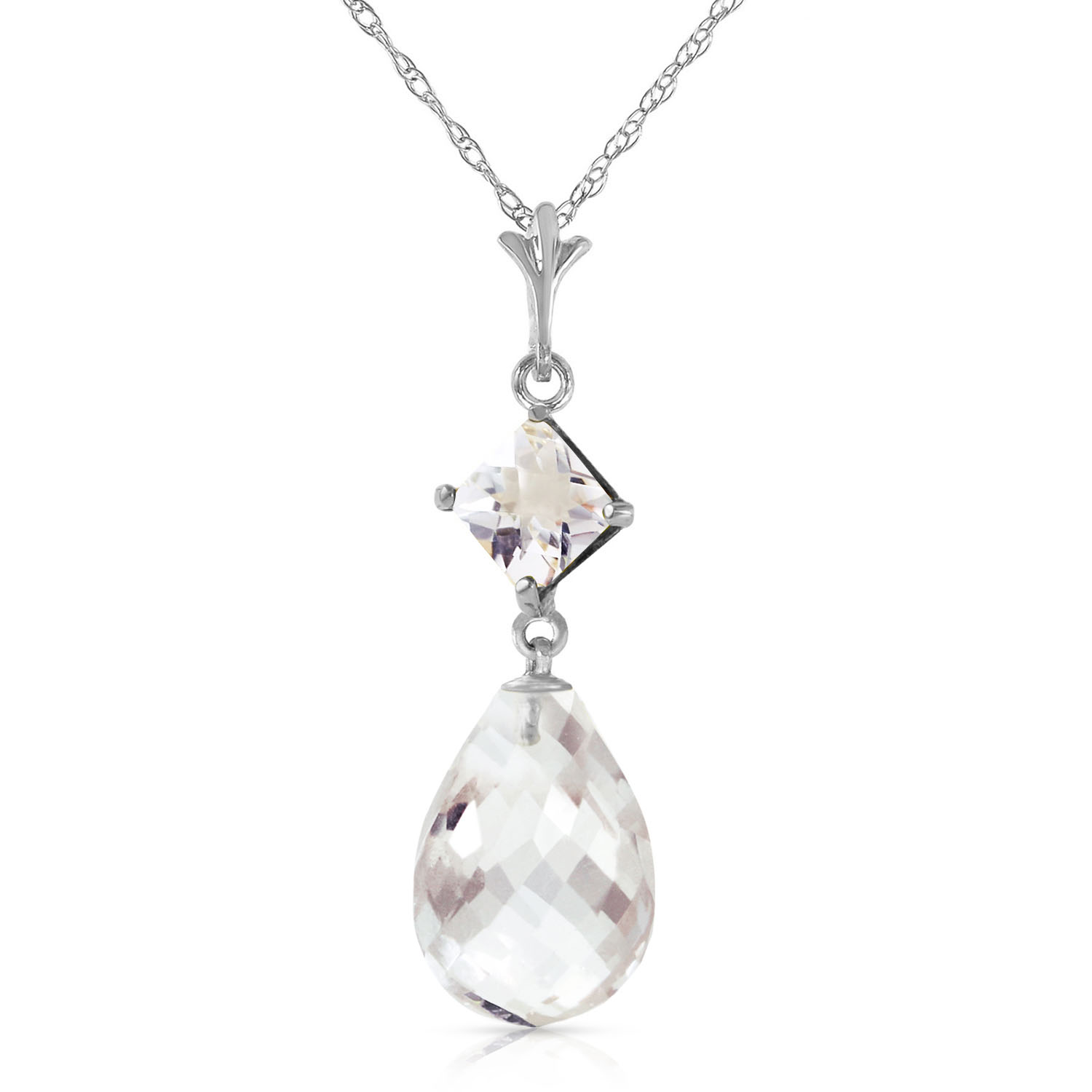 5.5 CTW 14K Solid White Gold Own Passage White Topaz Necklace