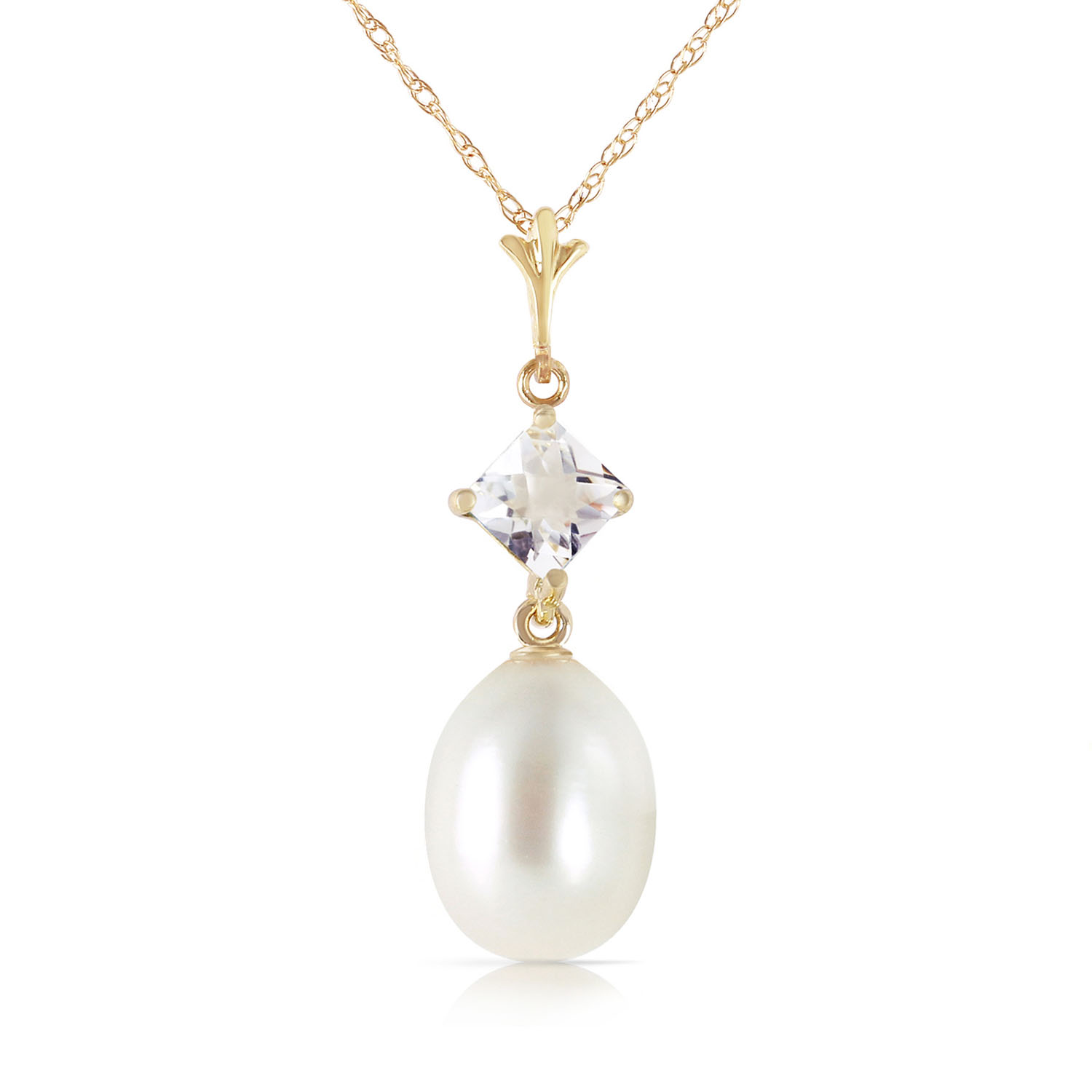 4.5 CTW 14K Solid Gold Intimations White Topaz Cultured Pearl Necklace