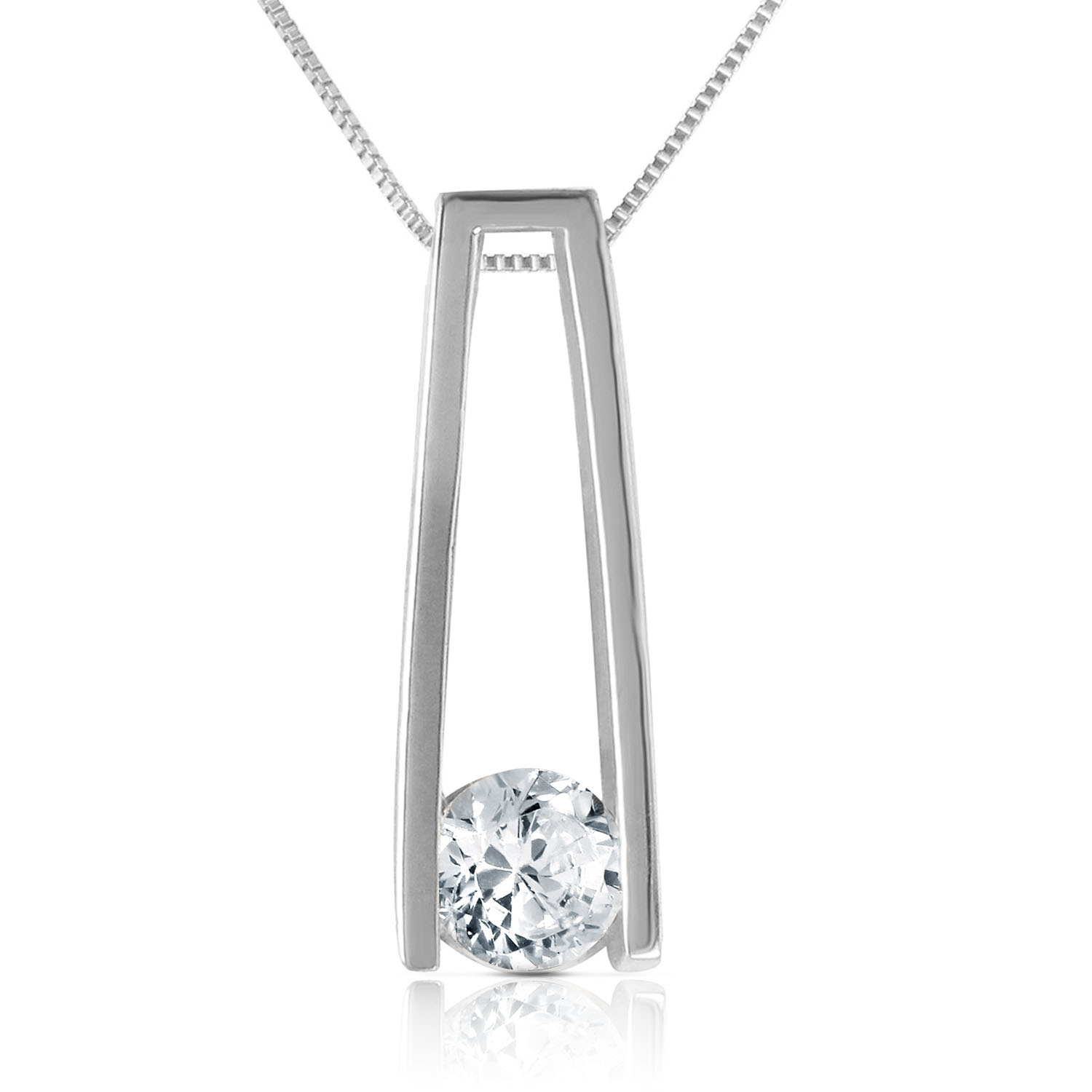0.25 CTW 14K Solid White Gold Necklace Natural 0.25 CTW Diamond