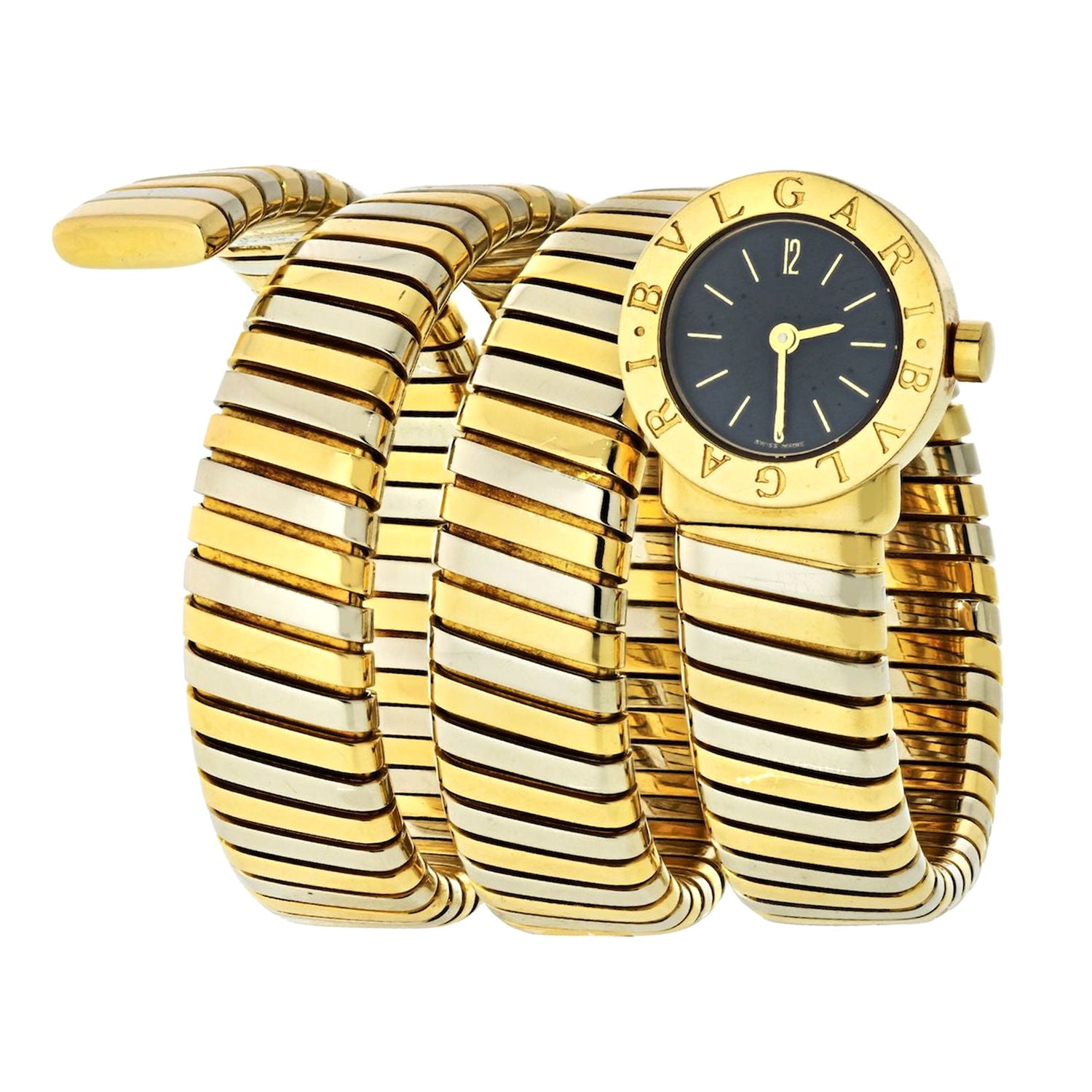 Bulgari Tubogas Two-Tone Gold Wrap Bracelet Watch BB 19 1T