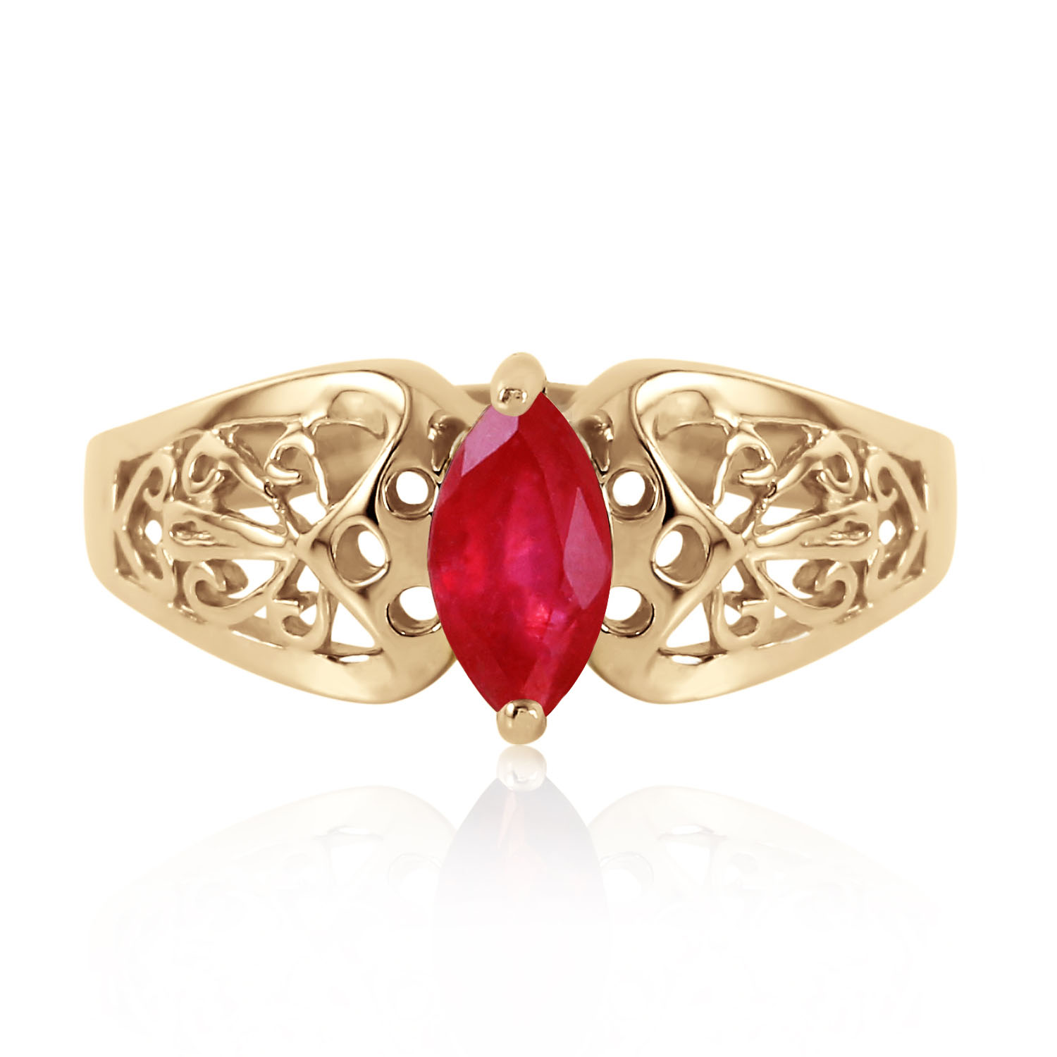 0.2 CTW 14K Solid Gold Lily Ruby Ring