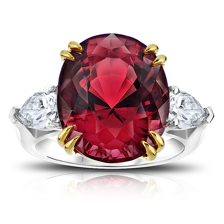 David Gross Oval Spinel Red and Diamond Ring