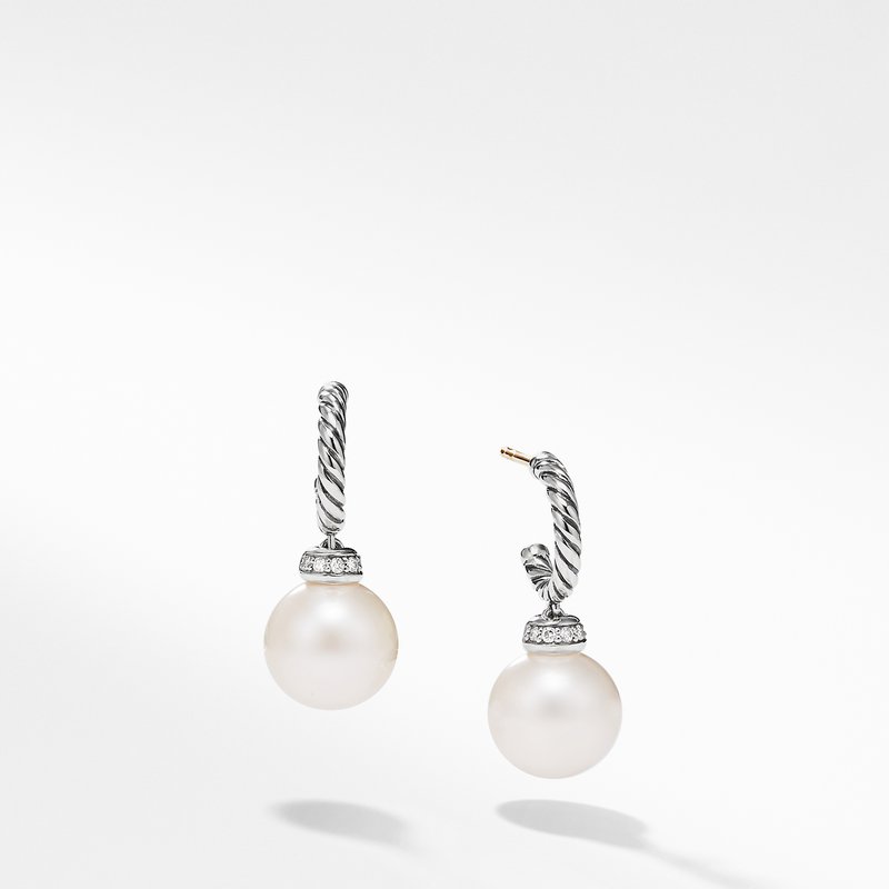 David Yurman Solari Hoop Earrings with Diamond and Freshwater Pearl