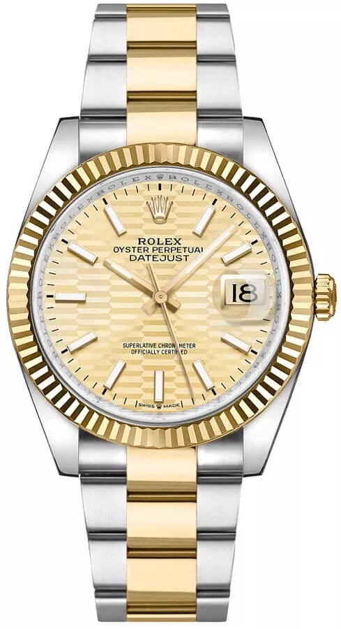 Rolex Datejust 36 18k Yellow Gold Golden Fluted Motif Dial Unisex Swiss Watch