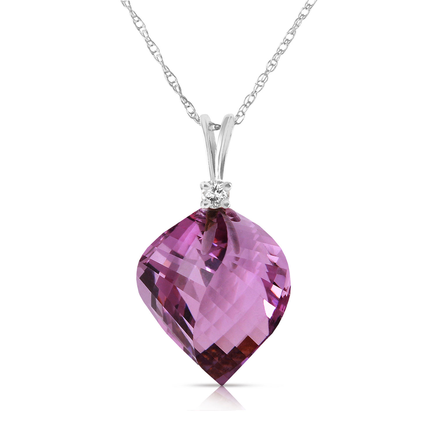10.8 CTW 14K Solid White Gold World Goes Round Amethyst Diamond Necklace