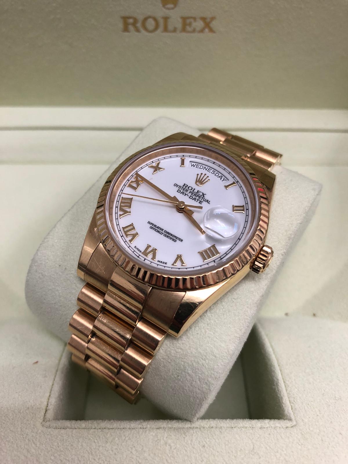 Zodiac Rose Gold and White Day-Date Men\'s/women/unisex Watch Luxury NEW 2025 Rolex Day-Date 228235 Presidential Rose Gold White Dial main image 2