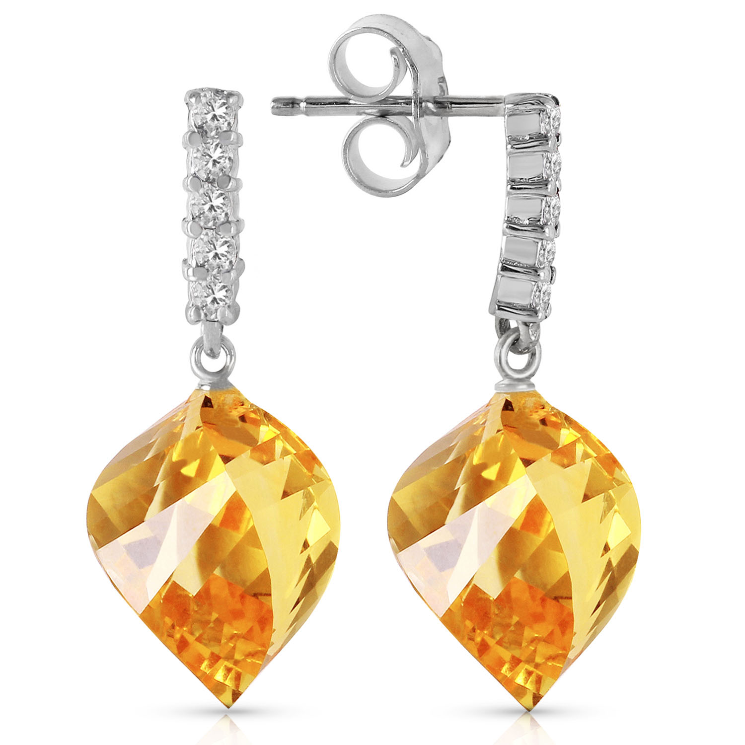 23.65 CTW 14K Solid White Gold Participation Citrine Diamond Earrings