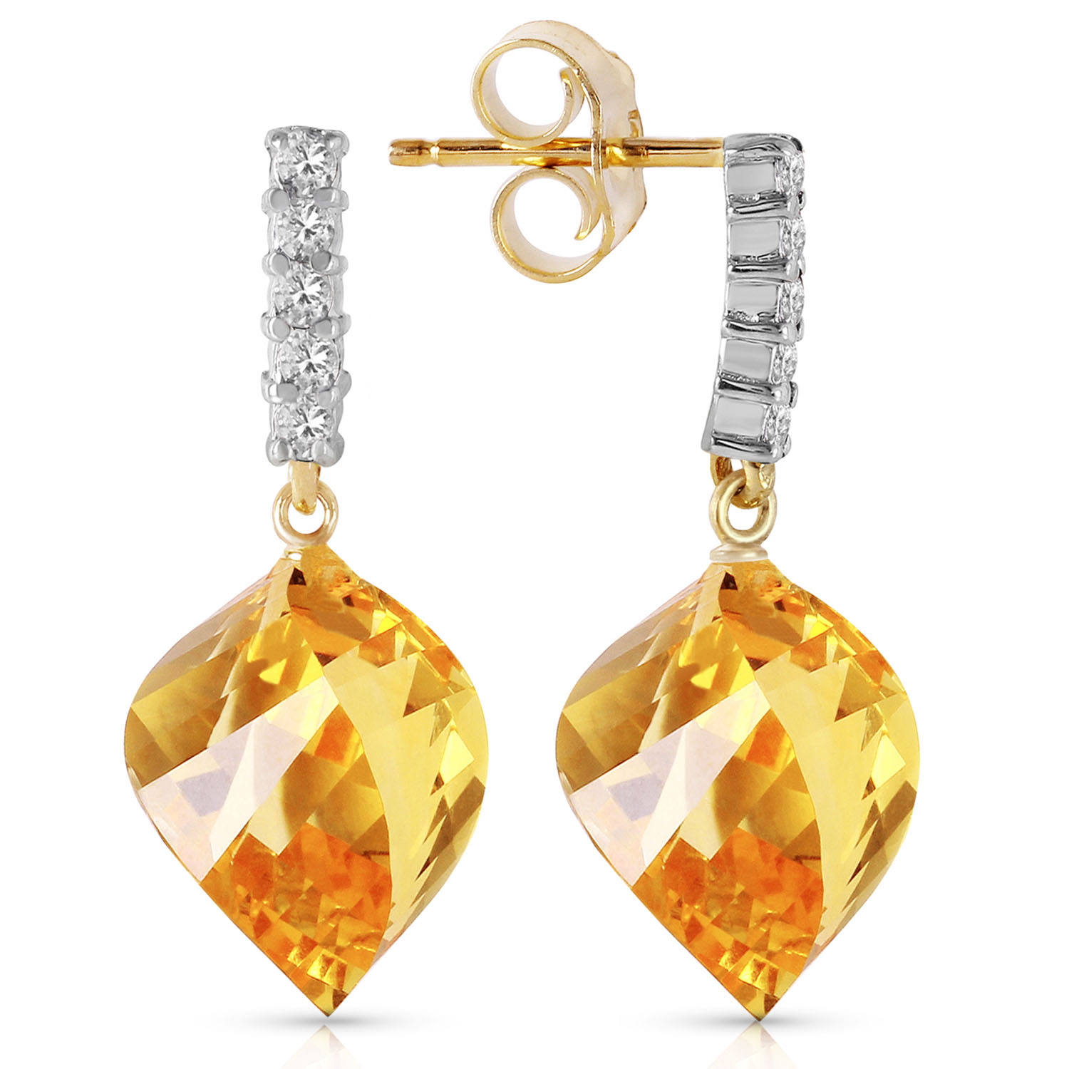 23.65 CTW 14K Solid Gold Strong Character Citrine Earrings