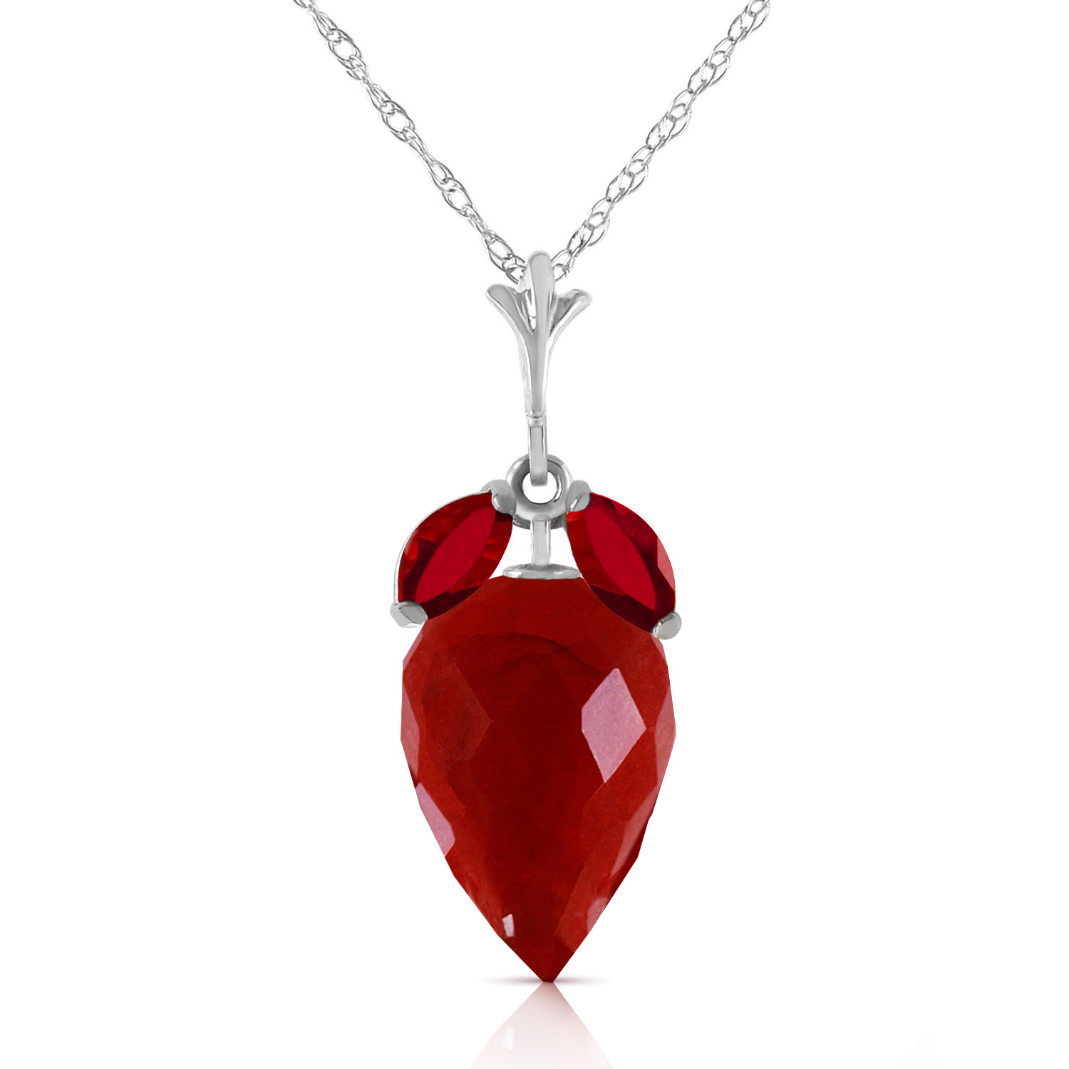 13.5 CTW 14K Solid White Gold Desire Casts Shadows Ruby Necklace