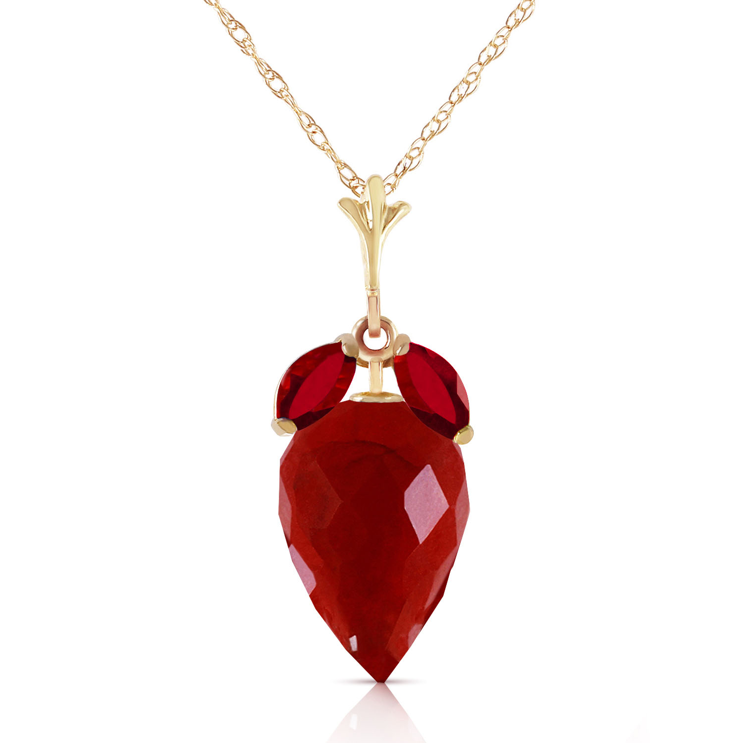 13.5 CTW 14K Solid Gold The Sky Is Red Ruby Necklace