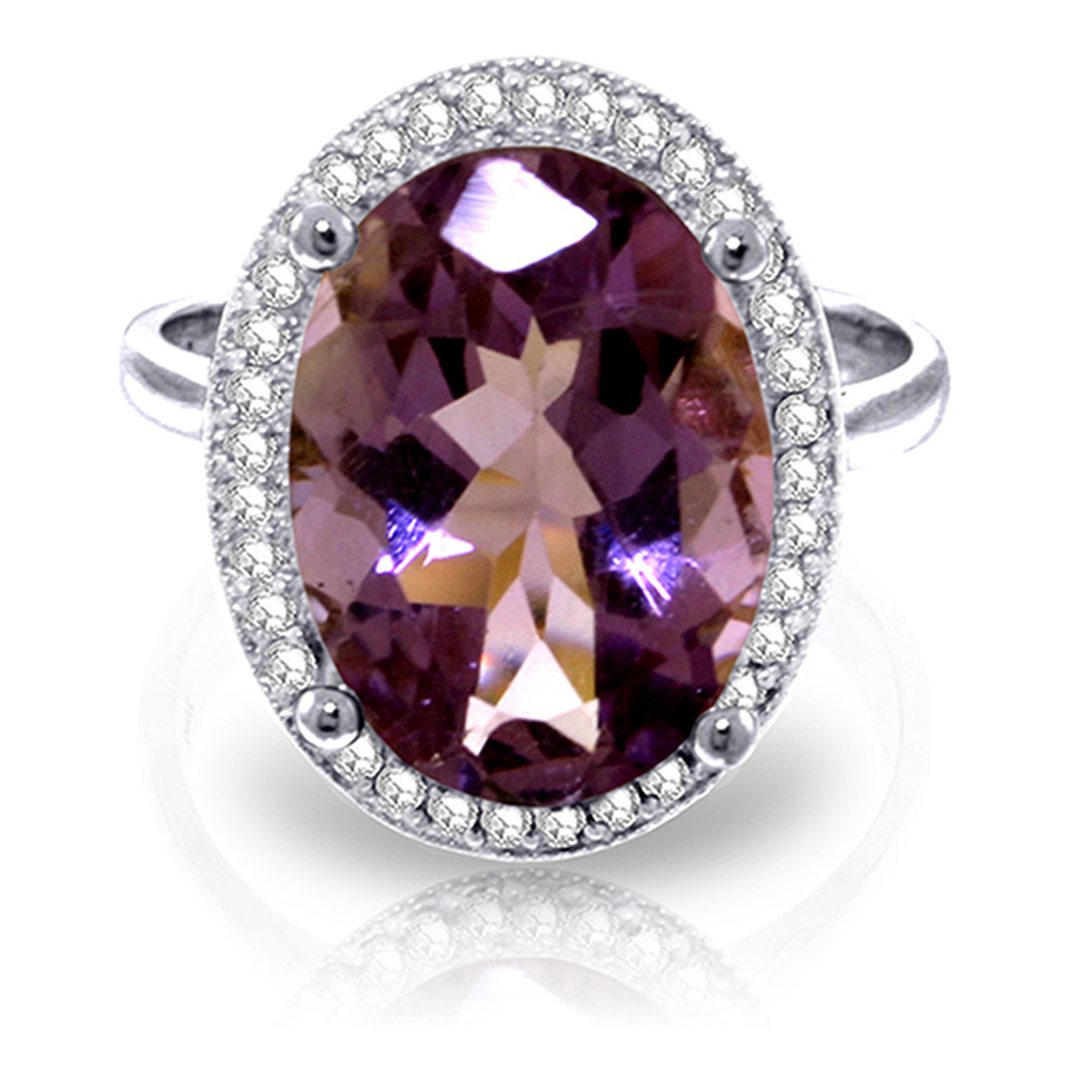 5.28 CTW 14K Solid White Gold Ruffled Clouds Amethyst Diamond Ring