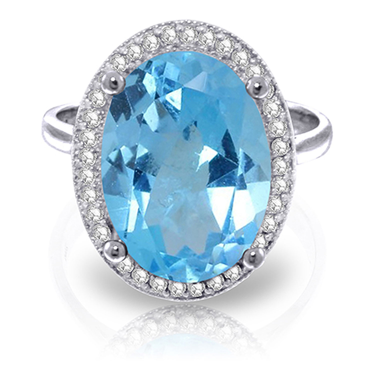 7.58 CTW 14K Solid White Gold Familiar Content Blue Topaz Diamond Ring