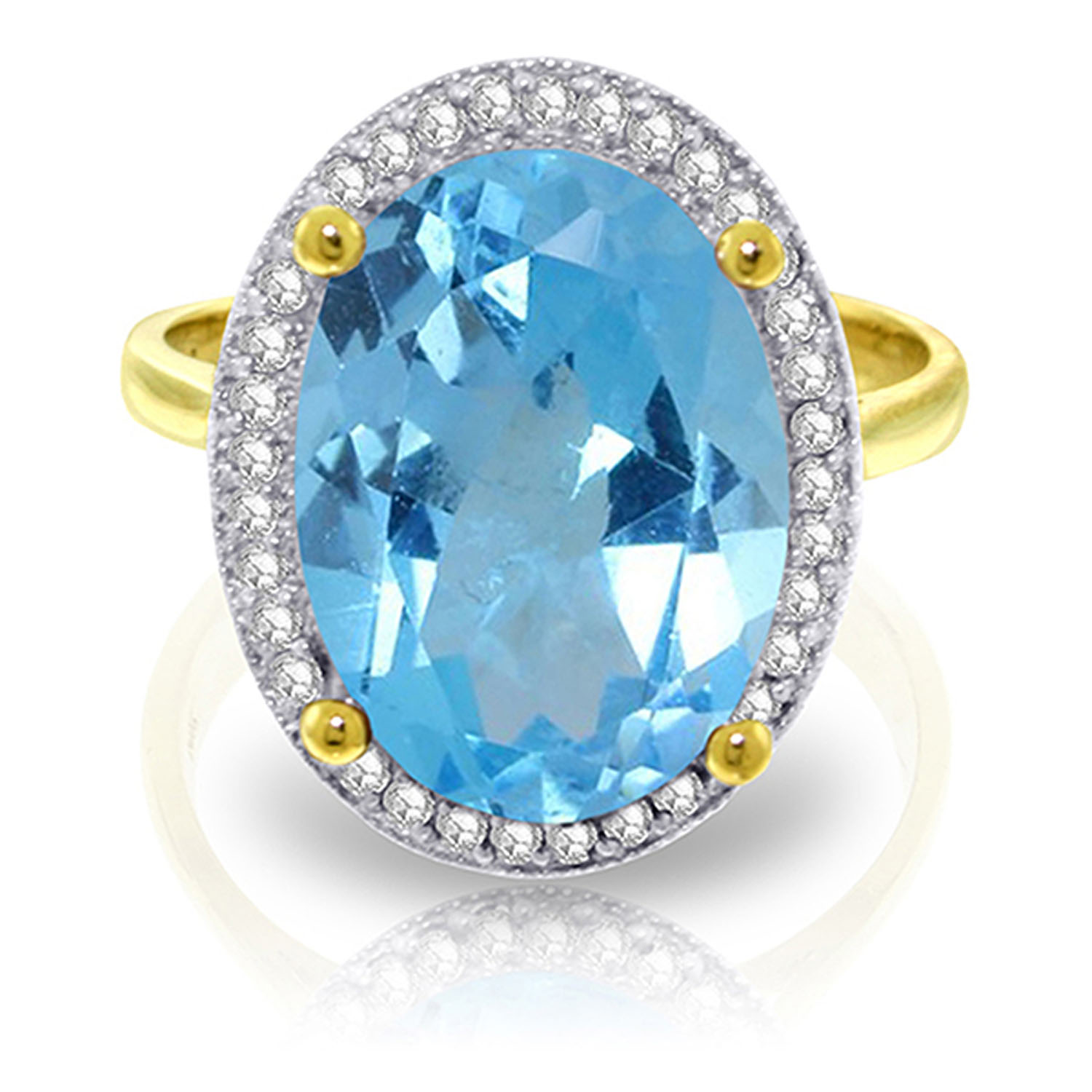 7.58 CTW 14K Solid Gold Ultrablue Blue Topaz Diamond Ring