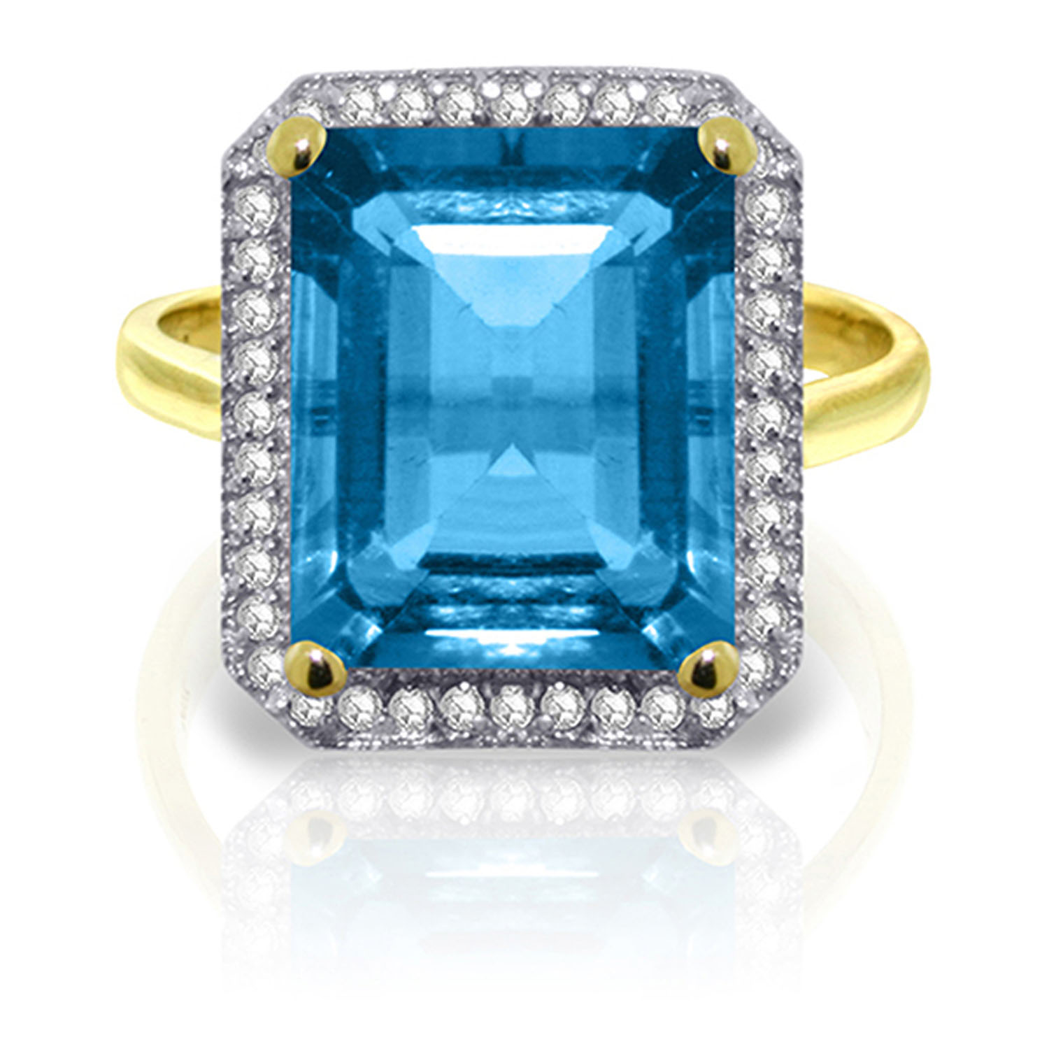 7.8 CTW 14K Solid Gold Topaz Rules Blue Topaz Diamond Ring