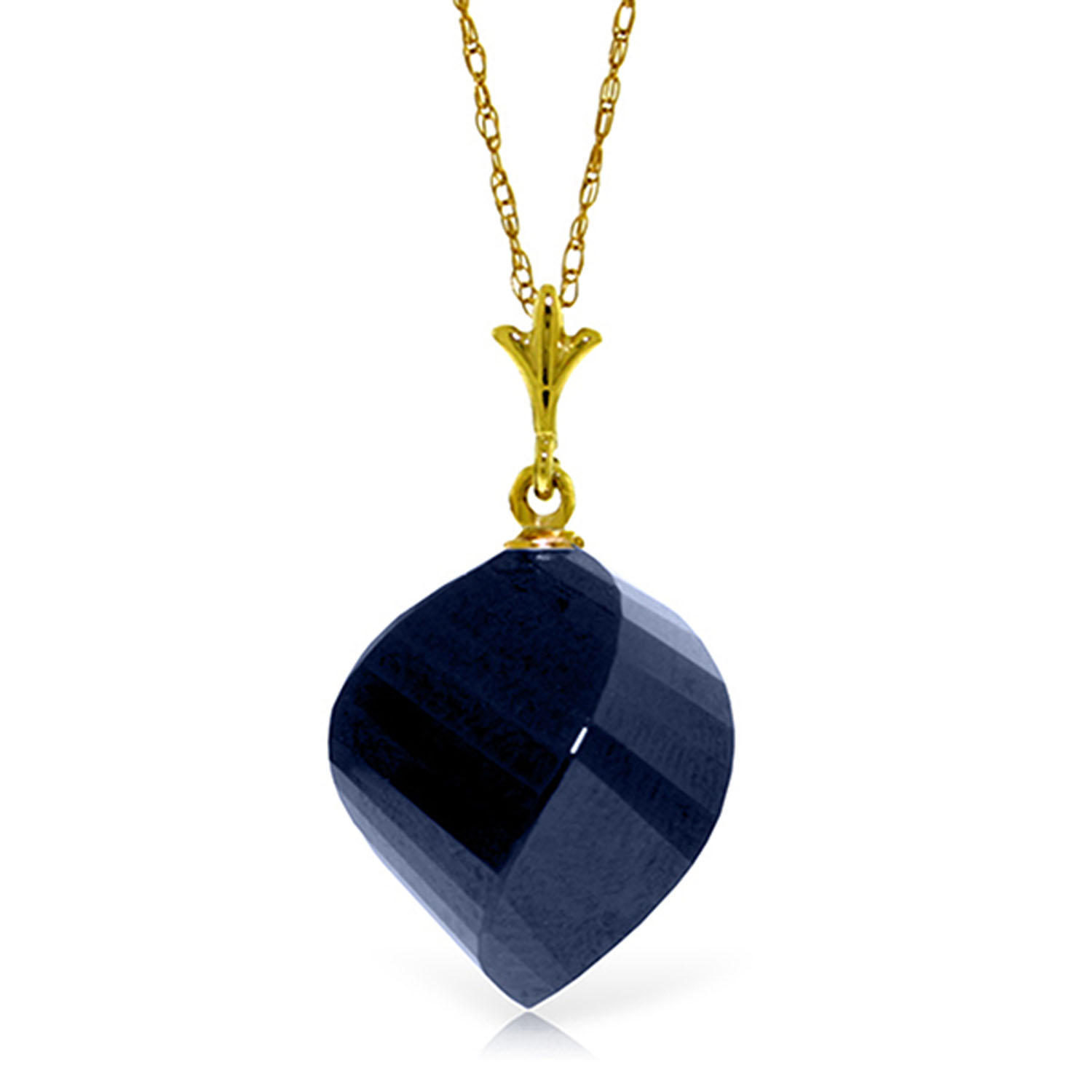 15.25 CTW 14K Solid Gold Necklace Twisted Briolette Sapphire