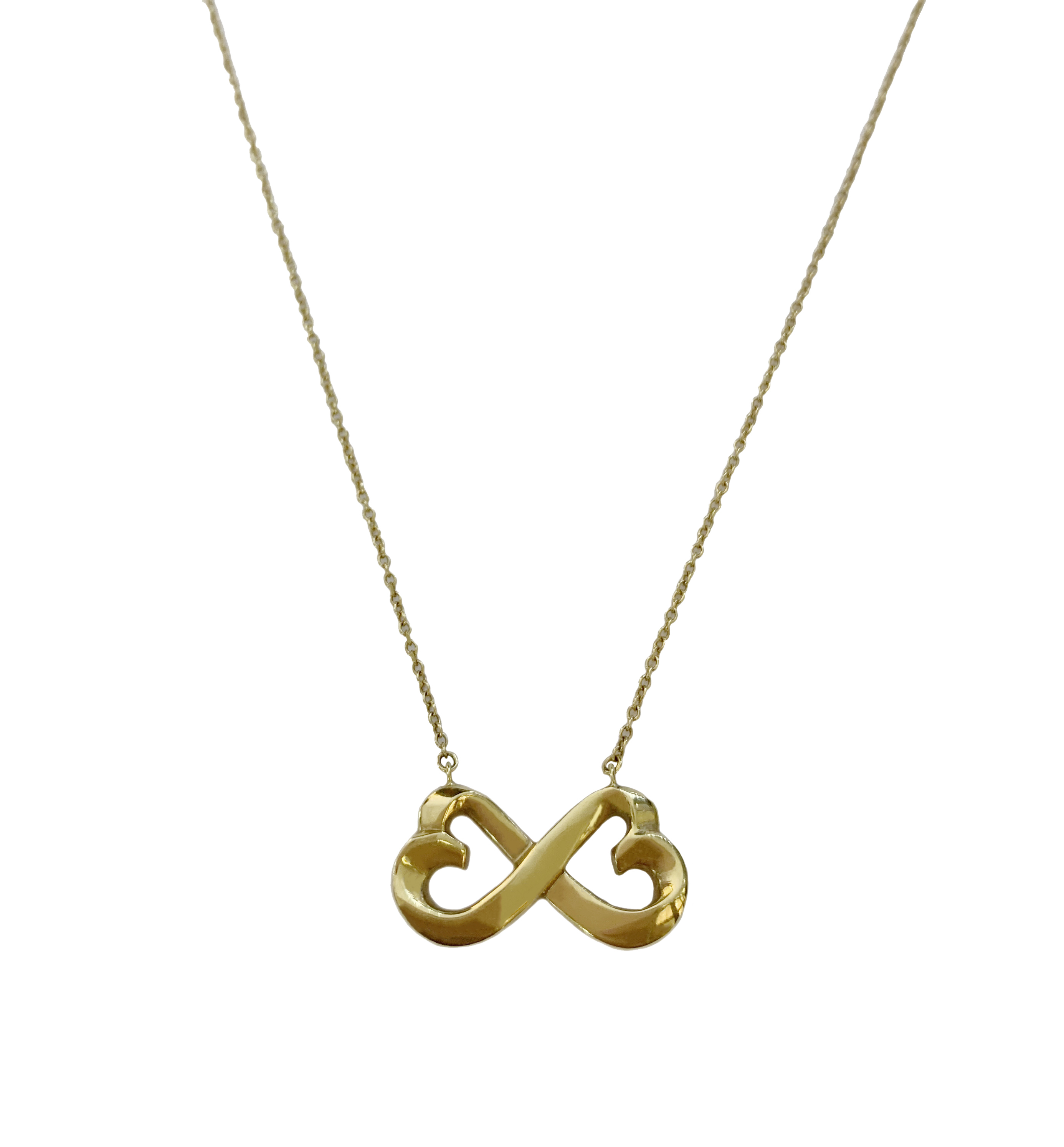 Tiffany  Co. Paloma Picasso Yellow Gold Double Loving Hearts Pendant Necklace