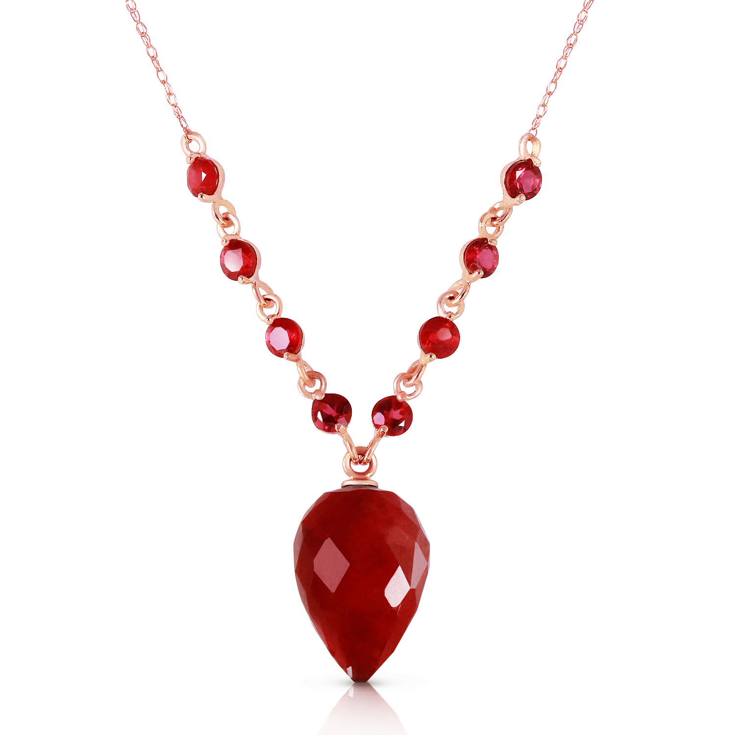 14 CTW 14K Solid Rose Gold Fury Ruby Necklace