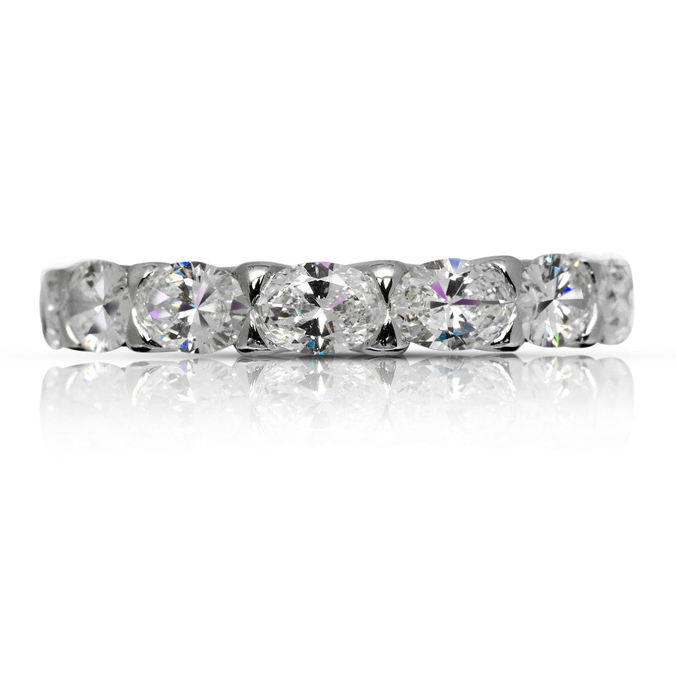 3 CARAT OVAL CUT DIAMOND ETERNITY BAND IN 18K WHITE GOLD U SHAPED SHARED PRONG 20 POINTER BY MIKE NEKTA