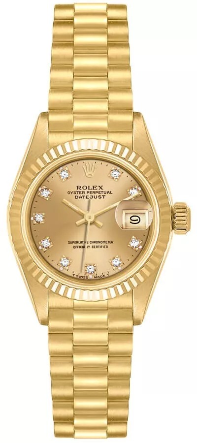 Rolex Lady-Datejust 26 Yellow Gold President Bracelet Womens Watch