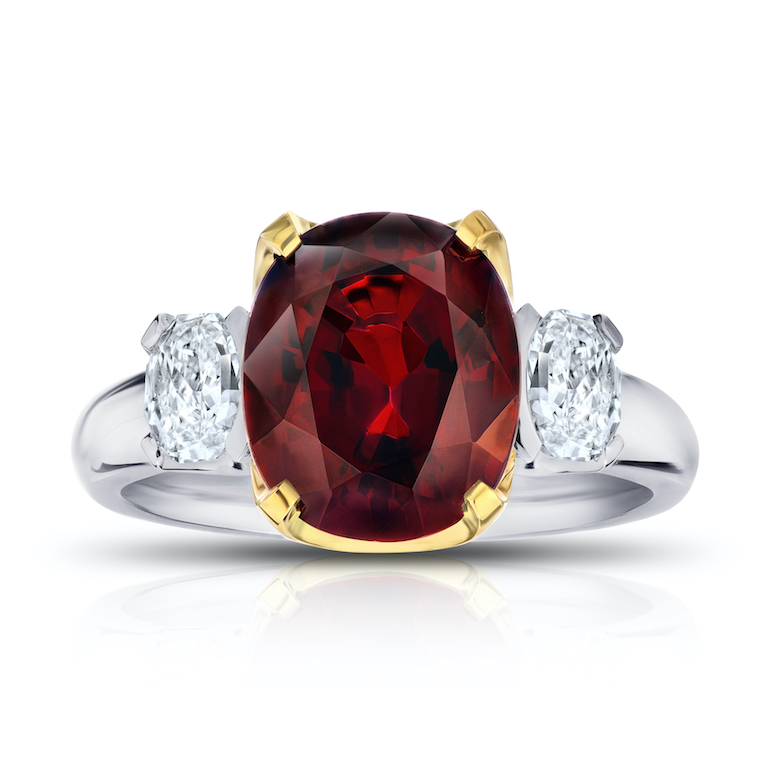 David Gross Cushion Red Spinel and Diamond Ring
