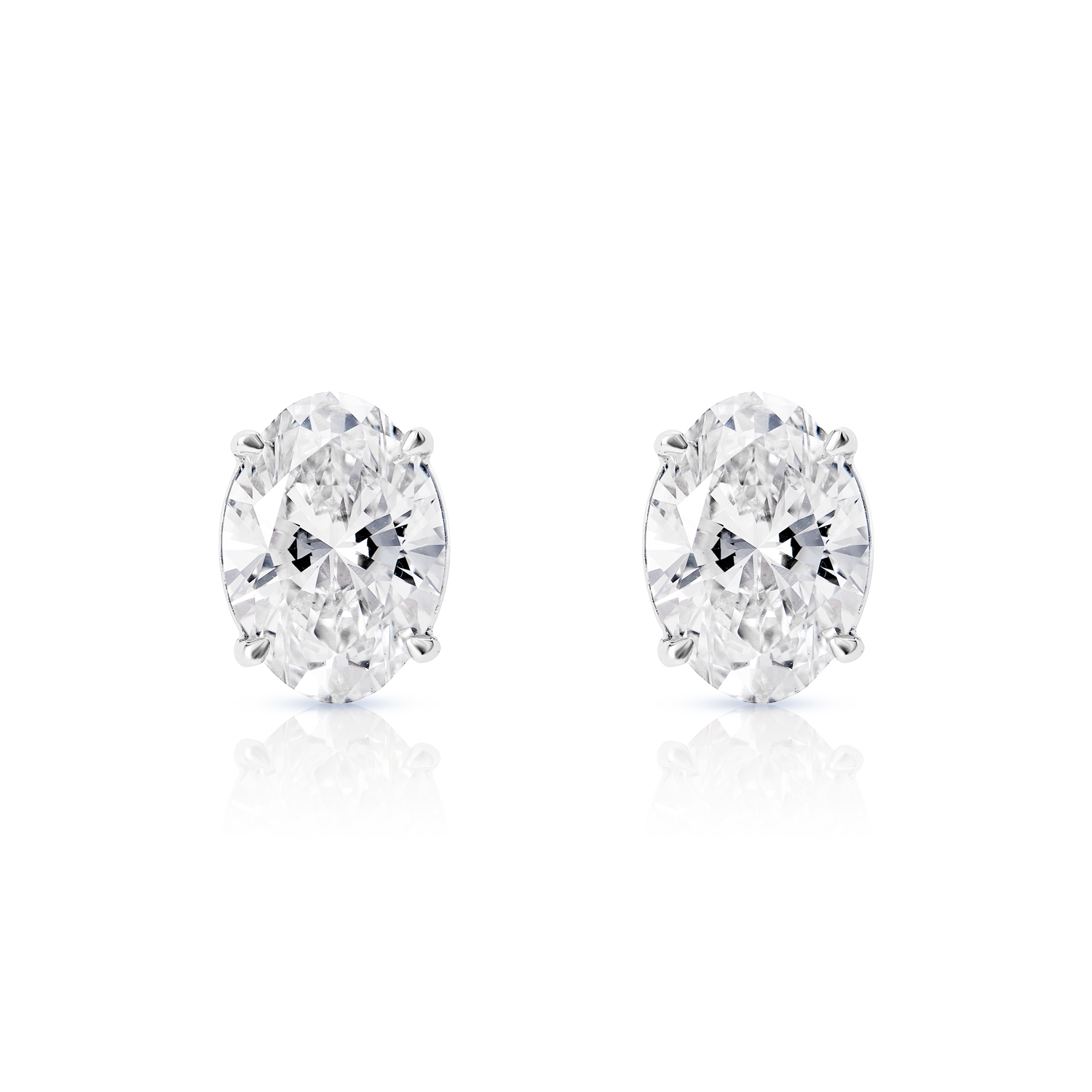 Lilyana   Carat Oval Cut Lab Grown Diamond Stud Earrings in 14k White Gold