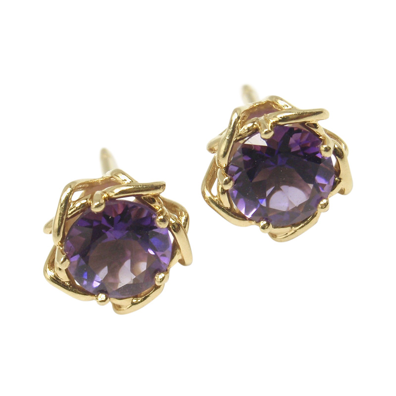 Tiffany & Co. 18K Yellow Gold with 2.20ct. Amethyst Stud Earrings 