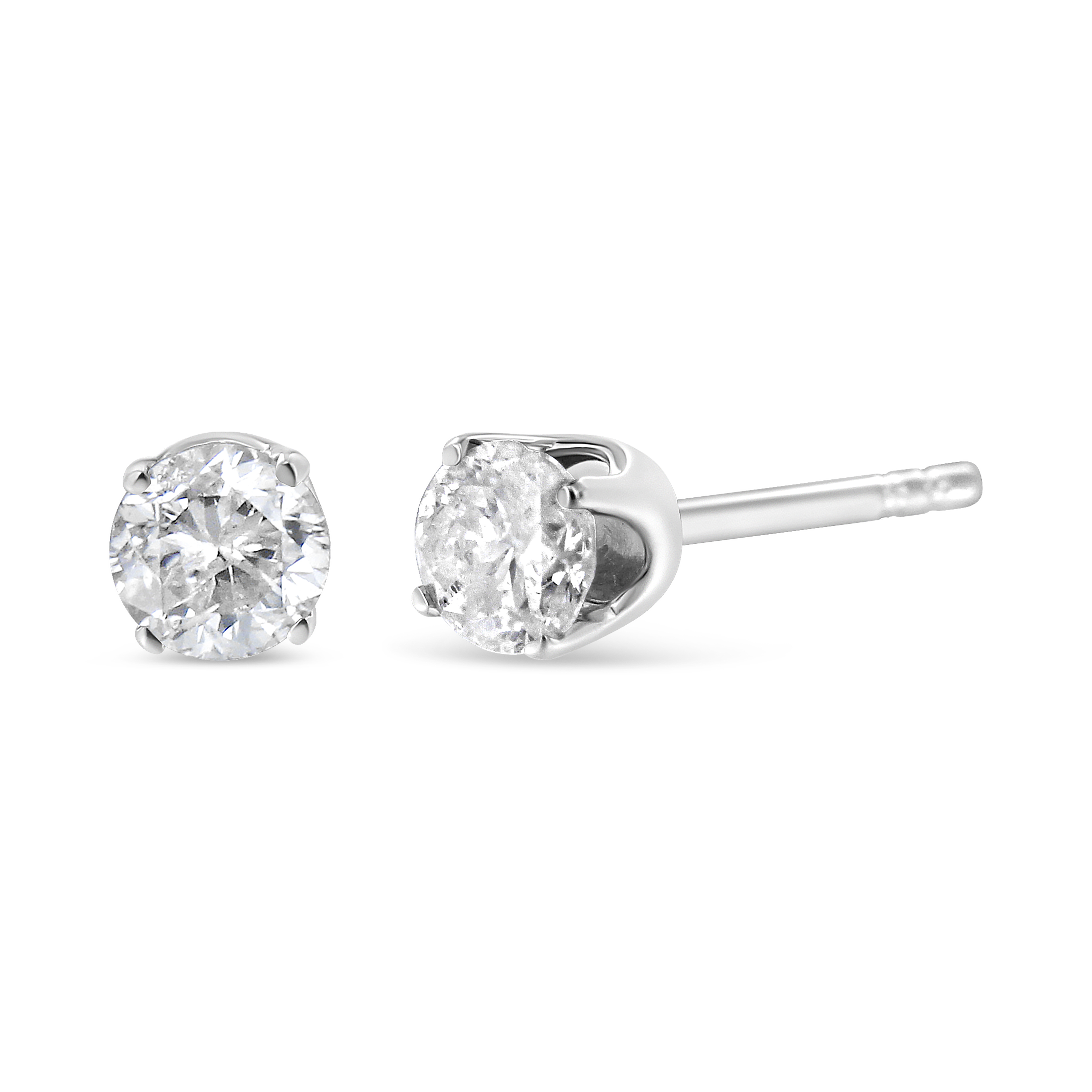 True 14K White Gold 5/8 Cttw Round Brilliant-Cut Lab Grown Diamond Classic 4-Prong Push back Stud Earrings (F-G Color, VS1-VS2 Clarity)