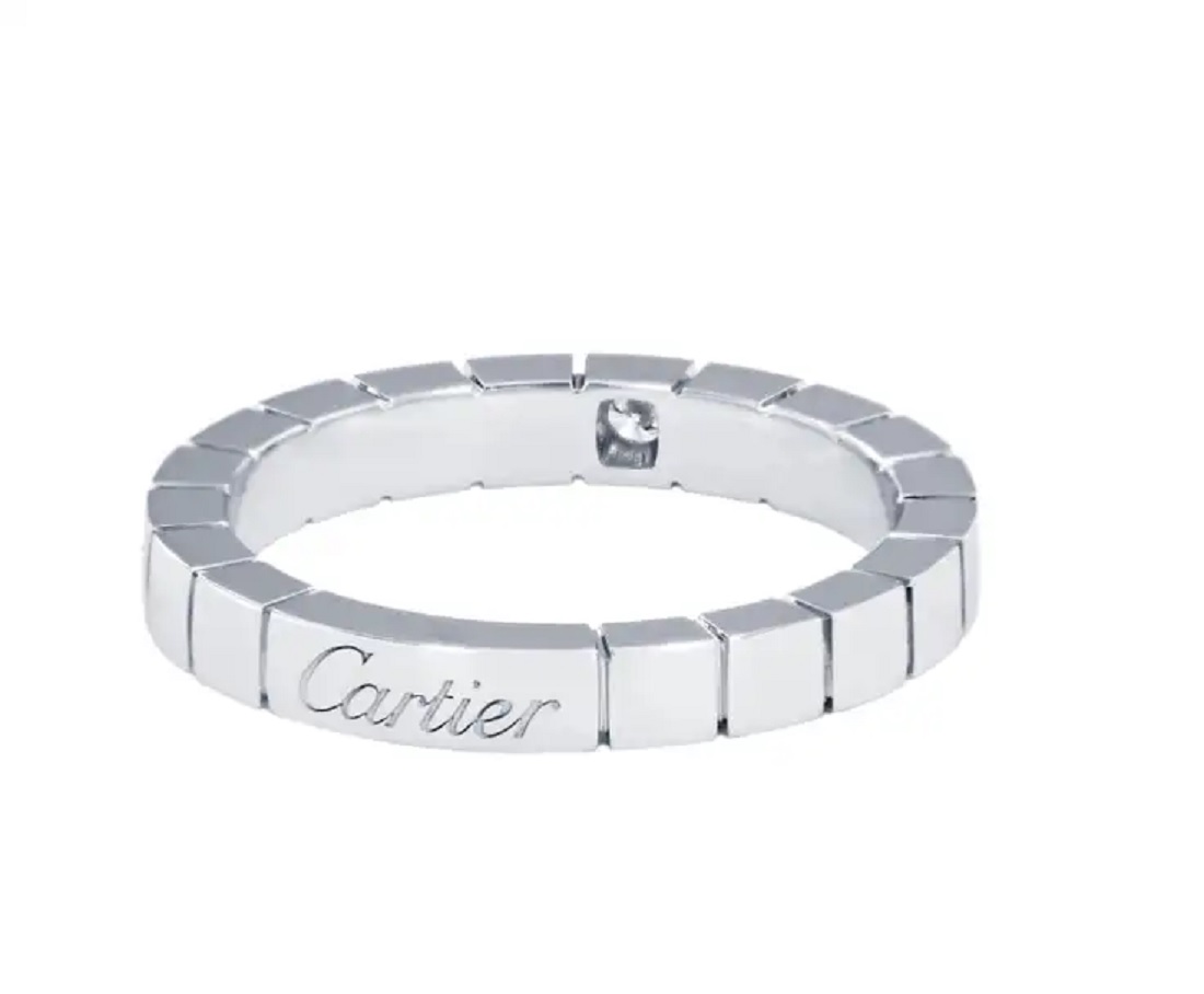 Cartier 18 Karat White Gold and Diamond Lanieres Ring size 7