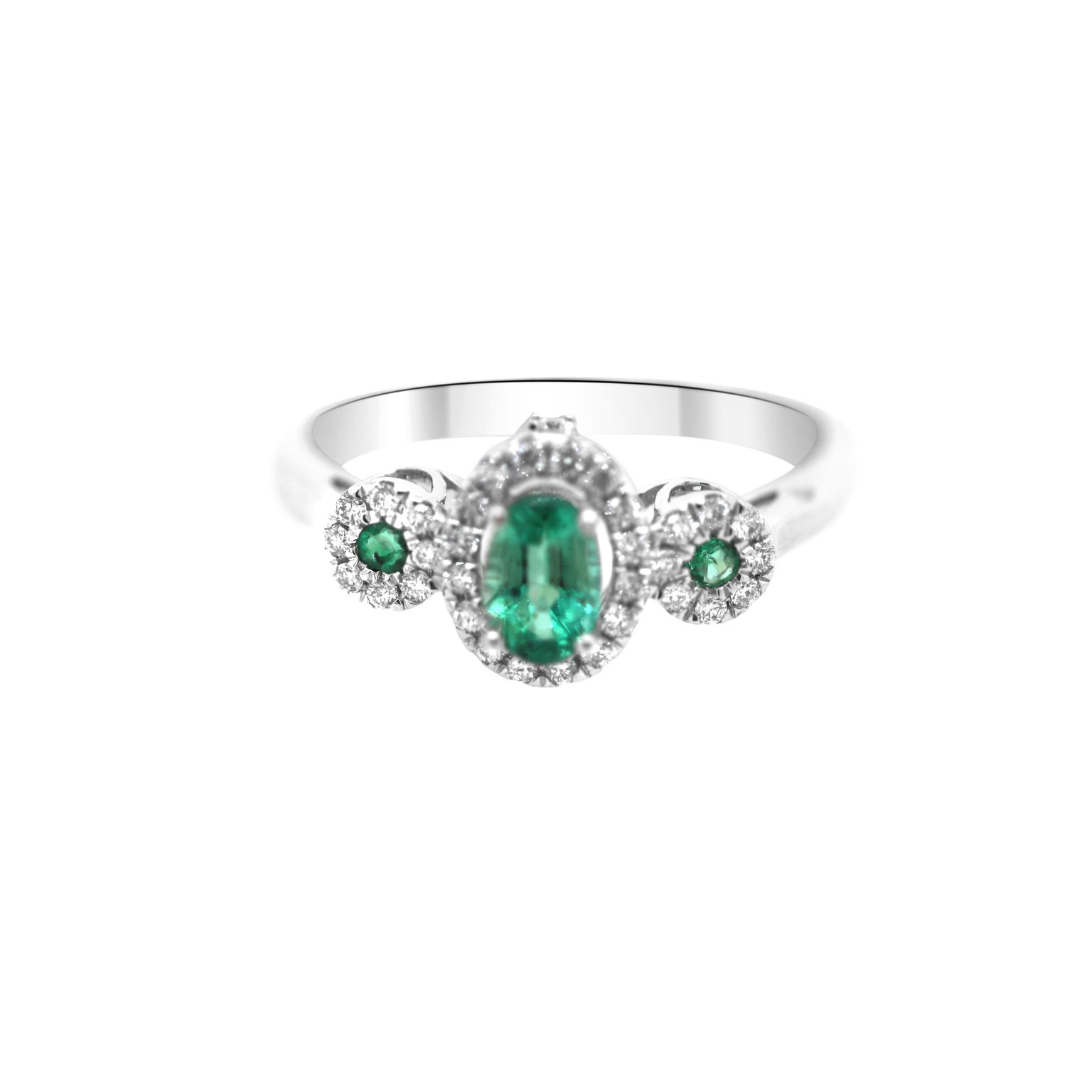 18k White Gold Emerald and Diamond Ring