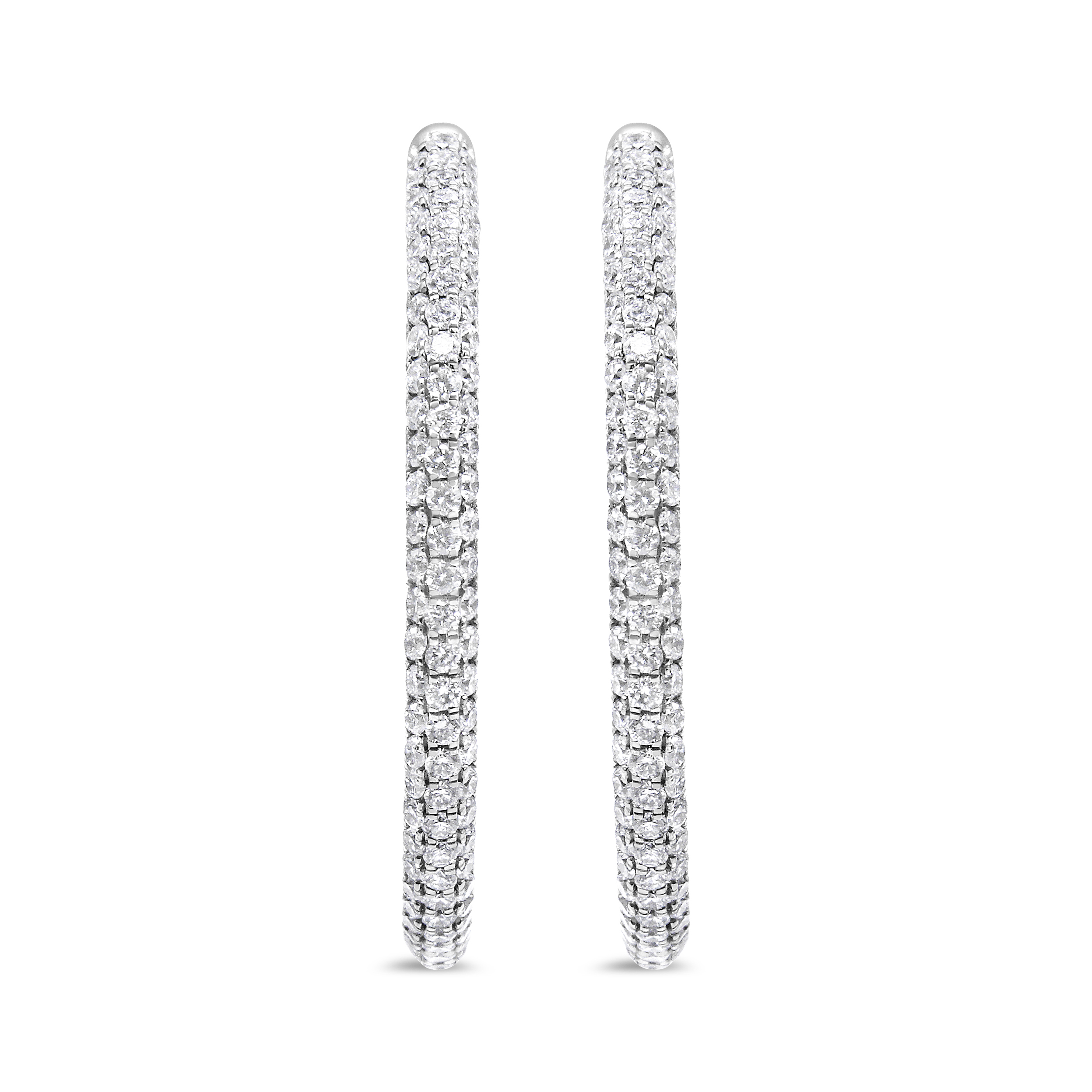 True 14K White Gold 3 1/2 Cttw Lab Grown Pave Set Diamond Eternity Inside Out Hoop Earrings  (G-H Color, SI1-SI2 Clarity)