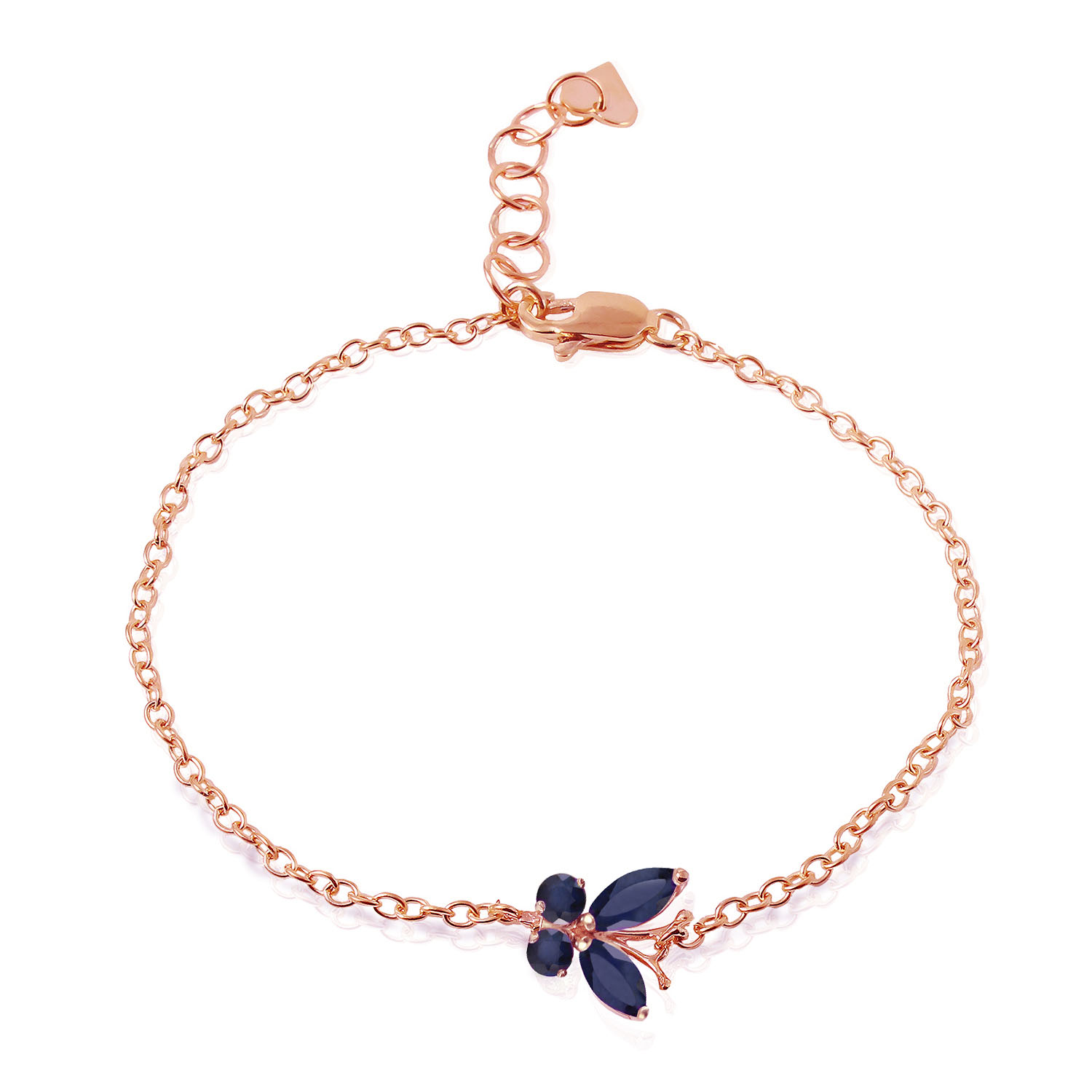 0.6 CTW 14K Solid Rose Gold Butterfly Bracelet Sapphire