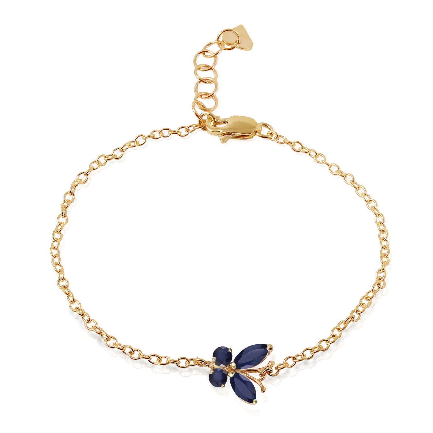 0.6 CTW 14K Solid Gold Butterfly Bracelet Sapphire