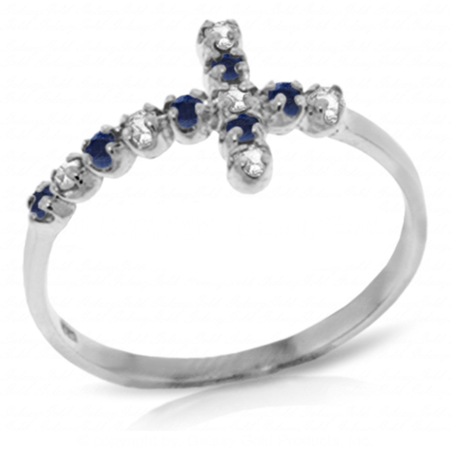 0.24 CTW 14K Solid White Gold Cross Ring Diamond Ruby