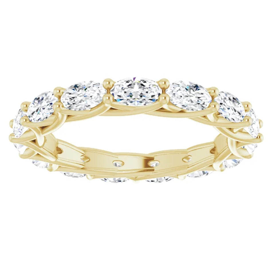 3 CARAT OVAL-CUT DIAMOND ETERNITY RING YELLOW GOLD 20 POINTER G COLOR VS1 CLARITY SHARED PRONG BAND BY MIKE NEKTA NYC SIZE 4-9