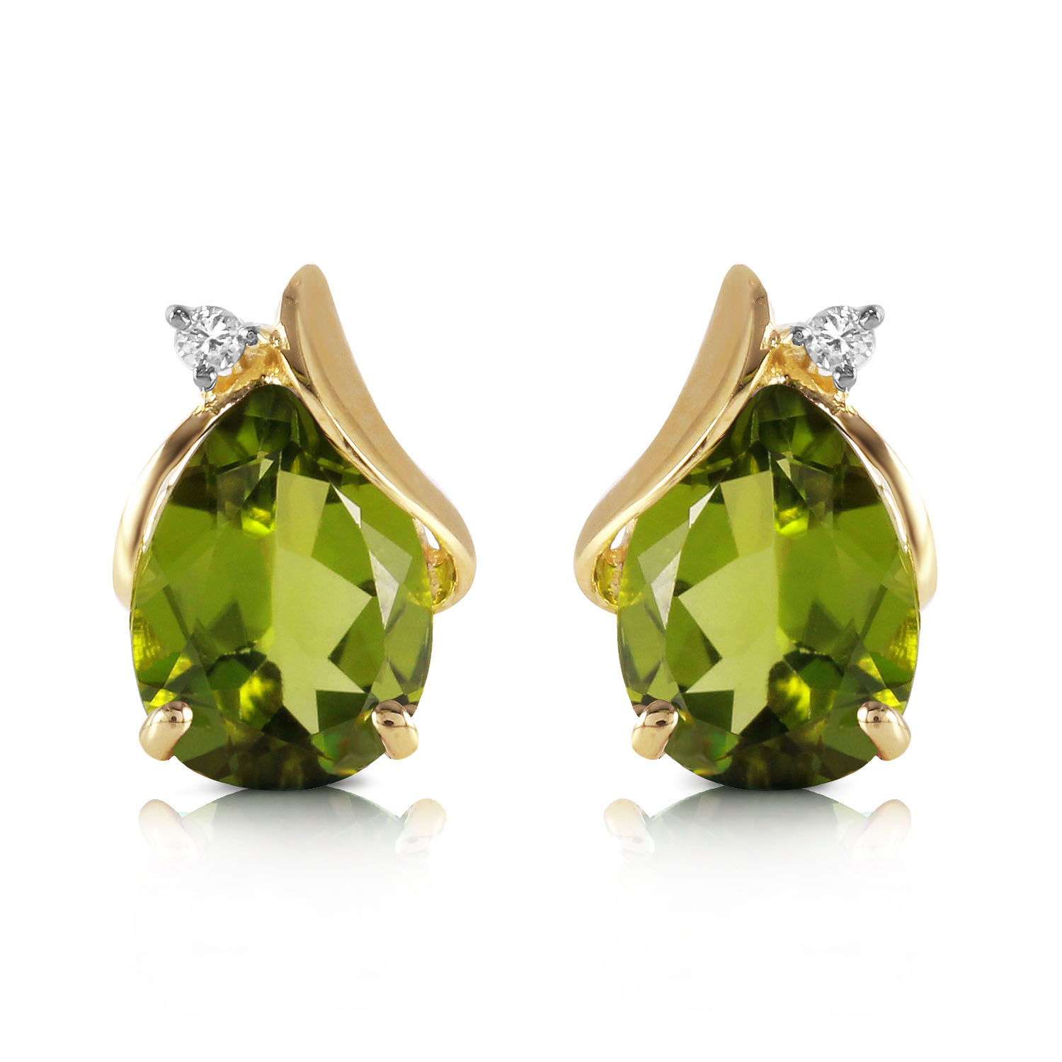 4.26 CTW 14K Solid Gold Stud Earrings Diamond Peridot