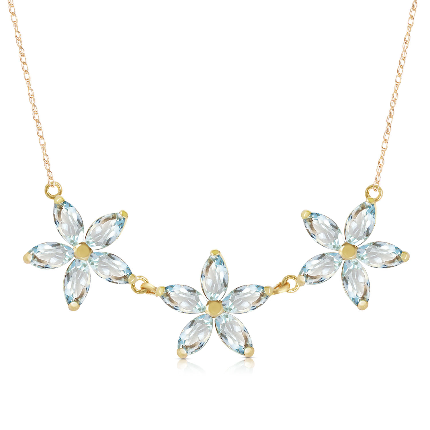 4.2 CTW 14K Solid Gold Necklace Natural Aquamarine