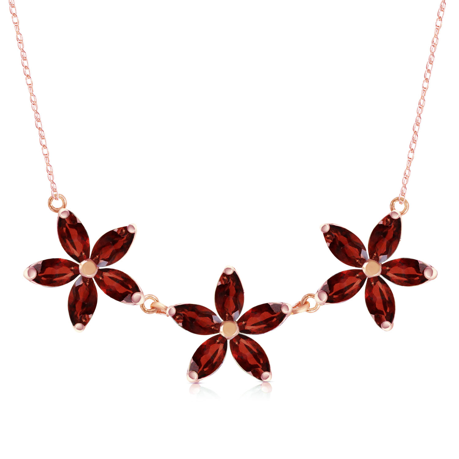 4.2 CTW 14K Solid Rose Gold Necklace Natural Garnet