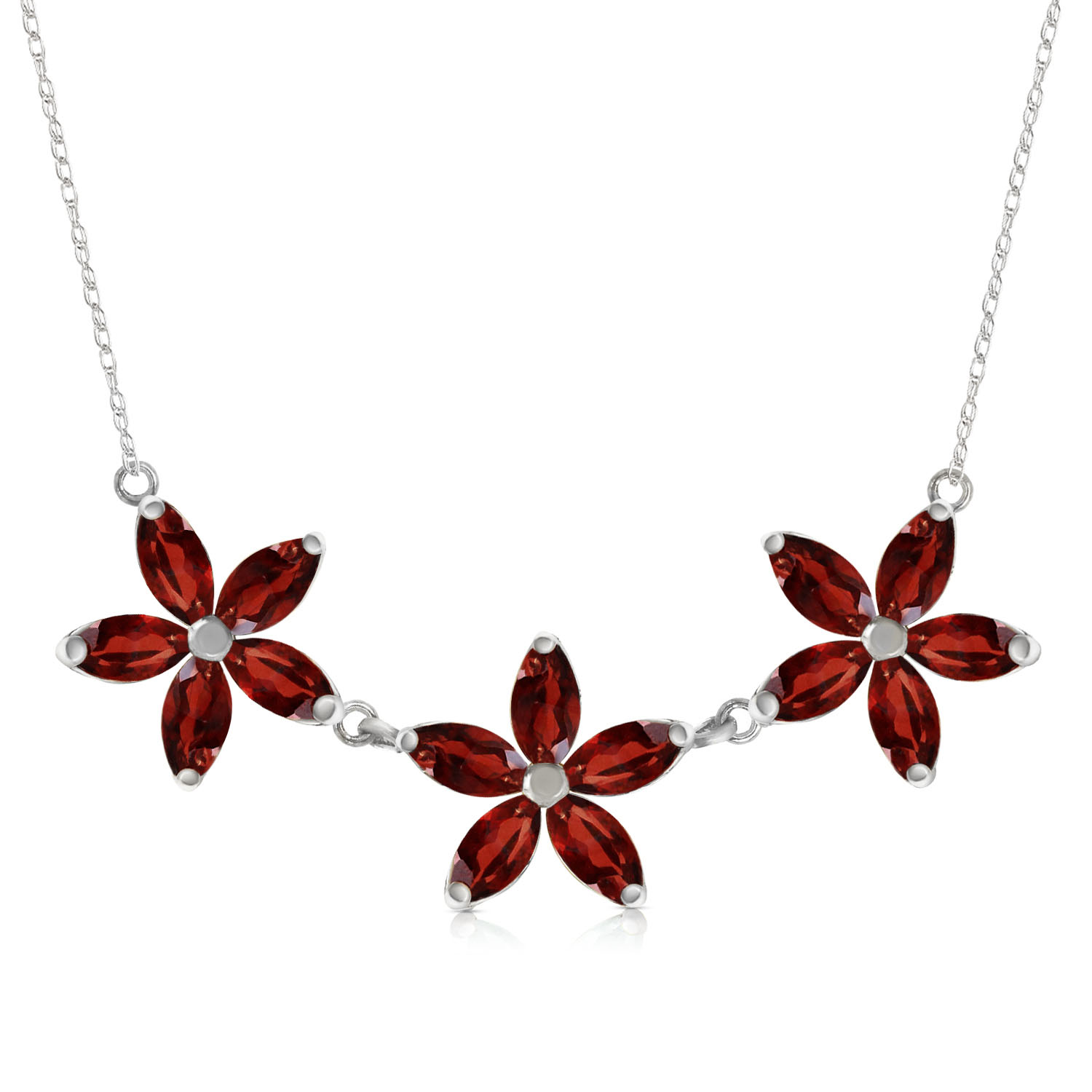 4.2 CTW 14K Solid White Gold Necklace Natural Garnet