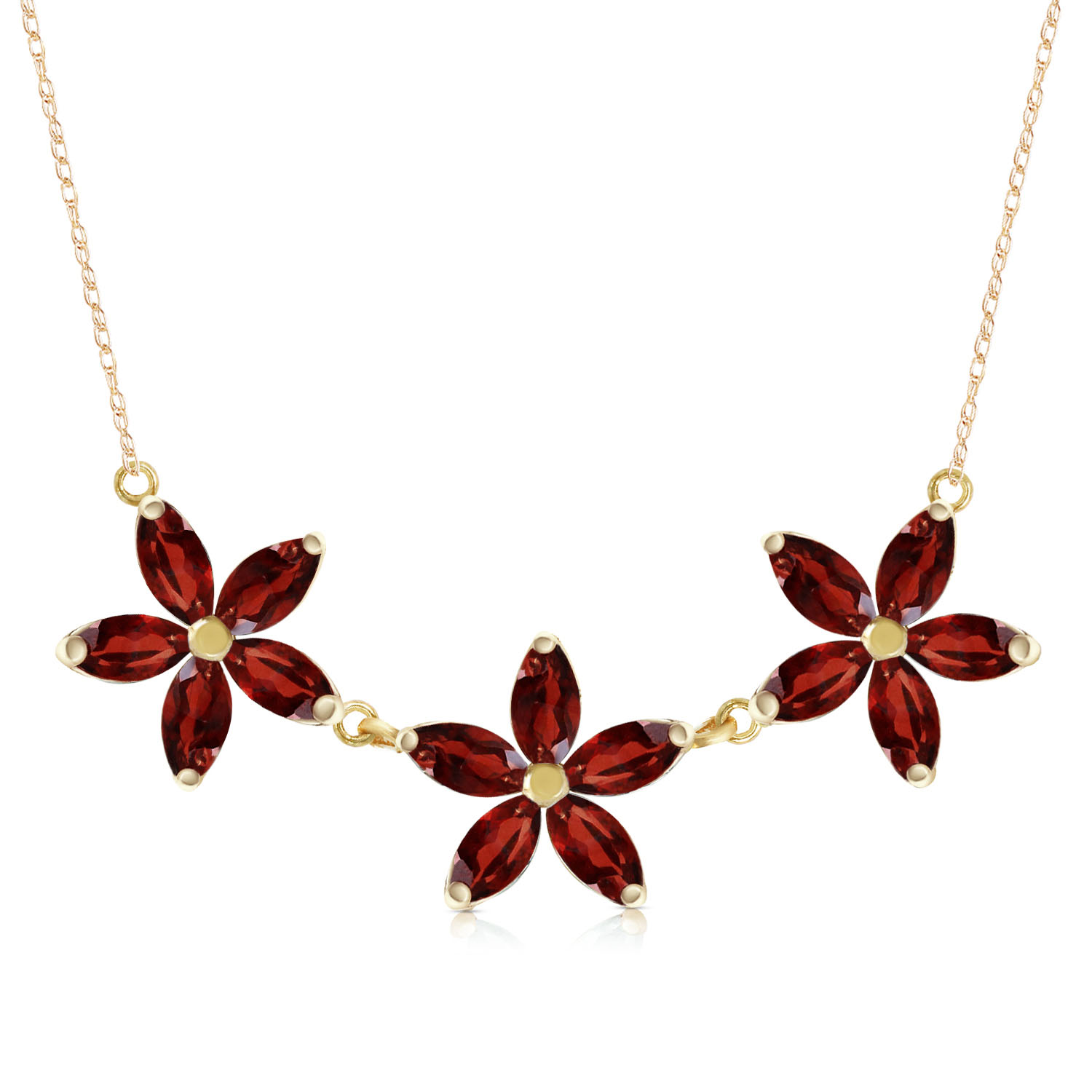 4.2 CTW 14K Solid Gold Necklace Natural Garnet