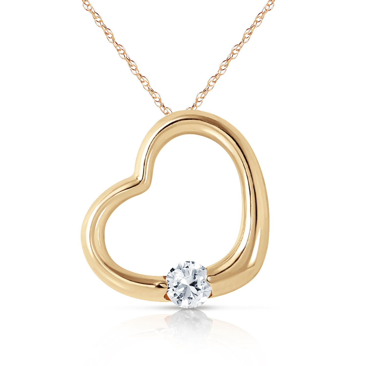 14K Solid Gold Heart Necklace with Natural Diamond