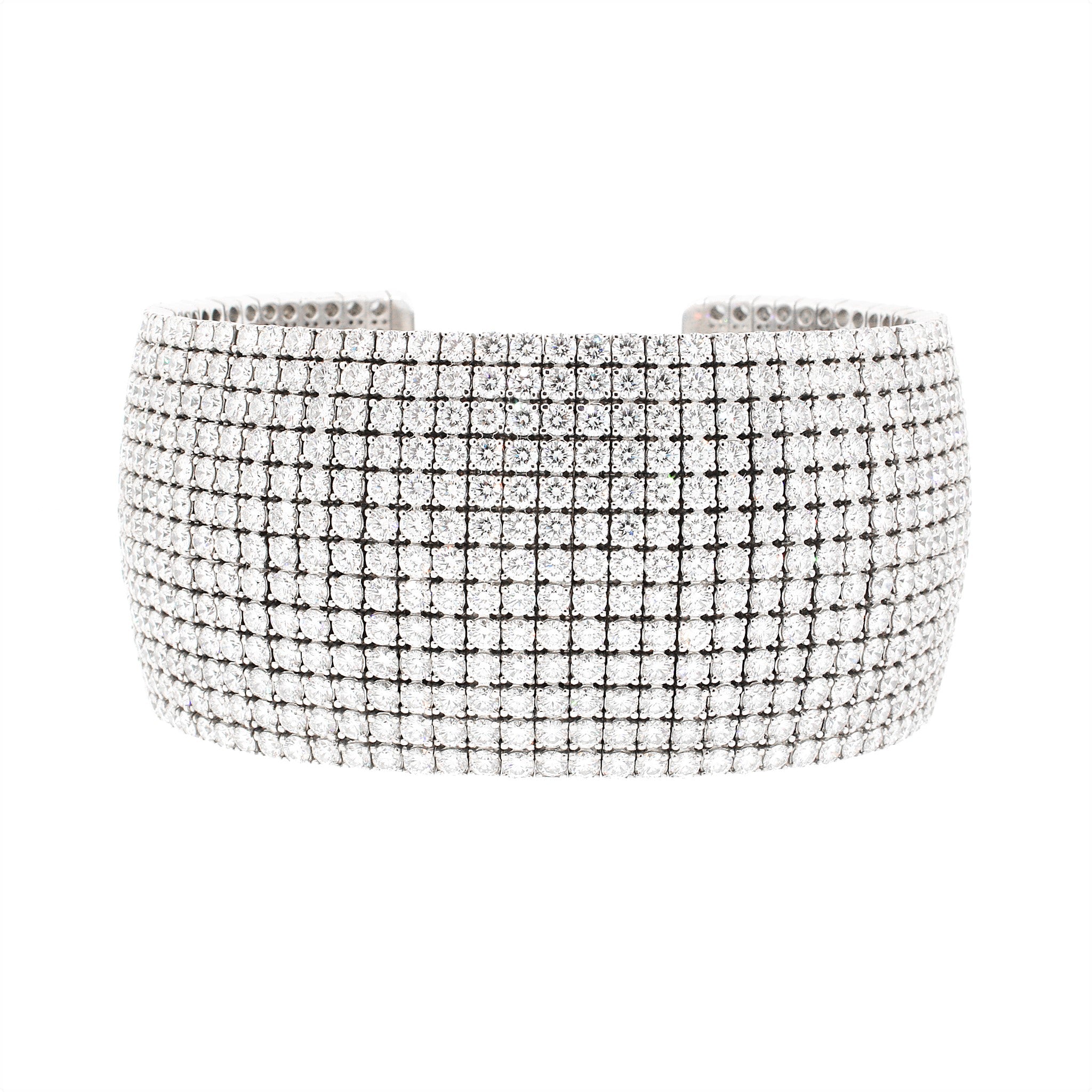 Norman Silverman Diamond Cuff Bracelet in 18k White Gold