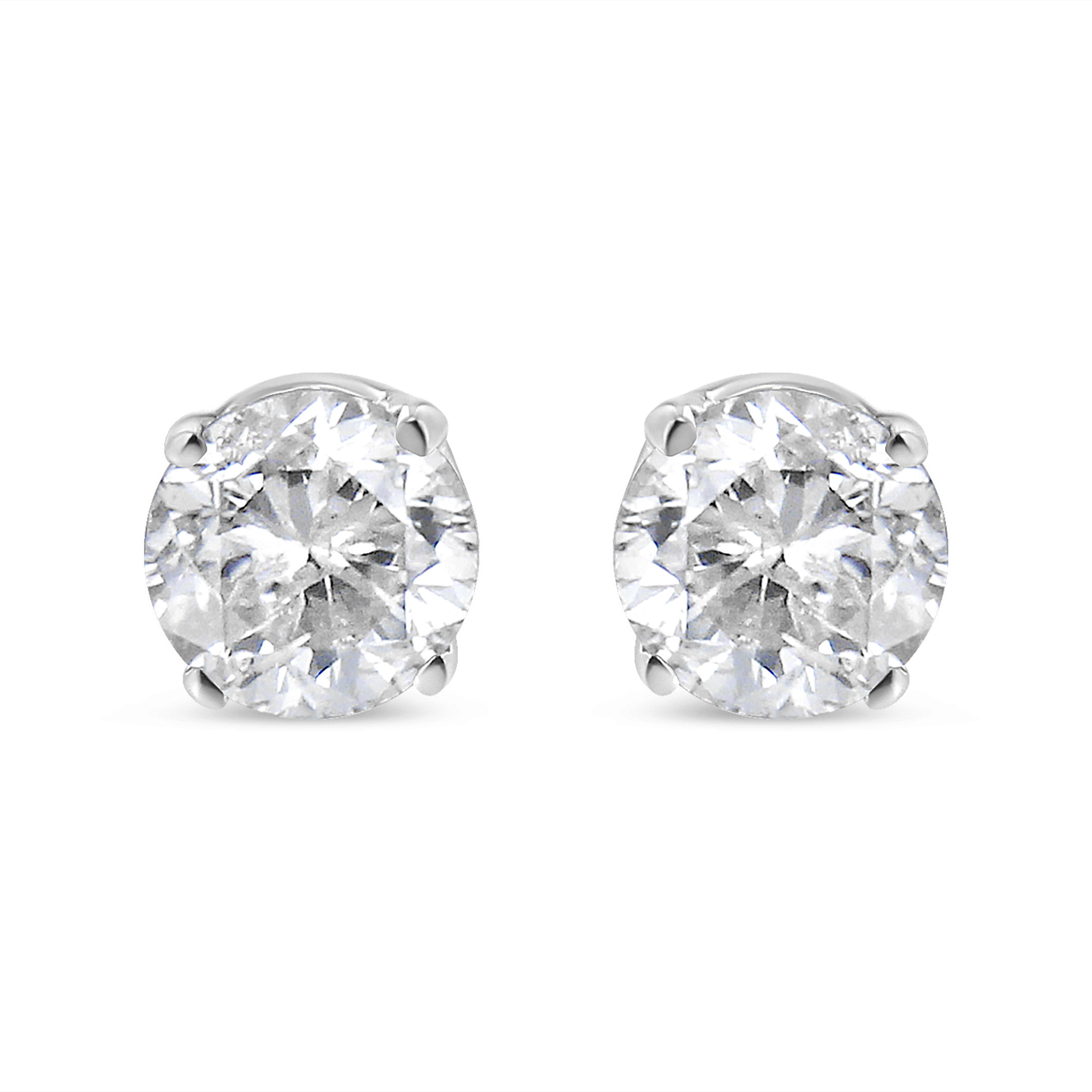 True AGS Certified 14K White Gold 1.0 Cttw 4-Prong Set Brilliant Round-Cut Solitaire Diamond Push Back Stud Earrings (E-F Color, SI2-I1 Clarity)