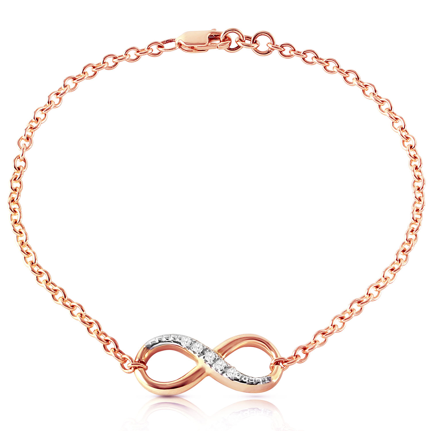 14K Solid Rose Gold Infiniti Bracelet with Natural Diamonds